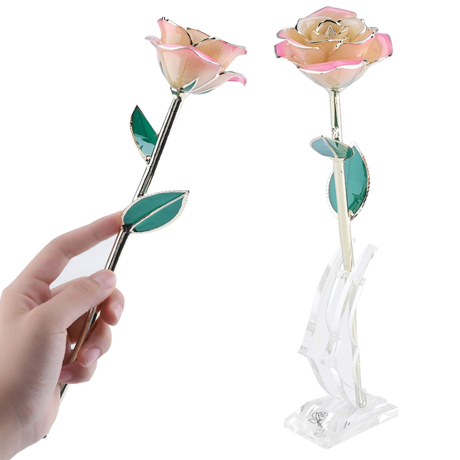 Fiore di Rosa Dorata Rosa Immersa in Oro 24K per San, Festa della Mamma, Collezione di Ornamenti di Compleanno