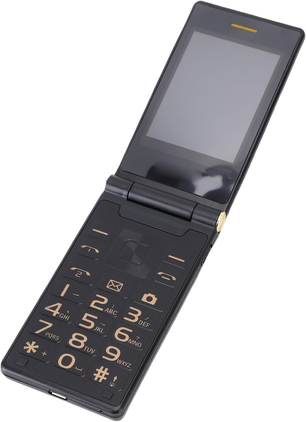 JTLB 4G Flip Inch 1.8 Inch Double Screen Double SIM Large Buttons 5900mAh 1.3MP Camera Flip Seniors Phone Supports Music Player (Gold)