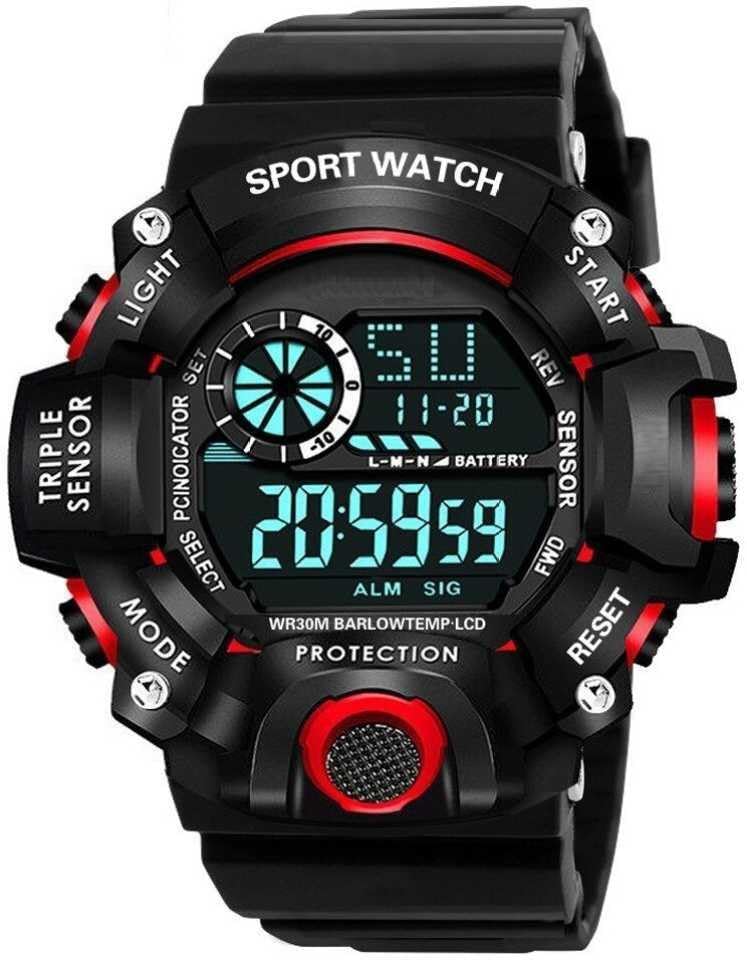 Image of SELLORIA Silicone Digital Watch Shockproof Multi-Functional Automatic Black Color Strap Waterproof Digital Sports Watch for Men Pack of 1, Water Resistance
