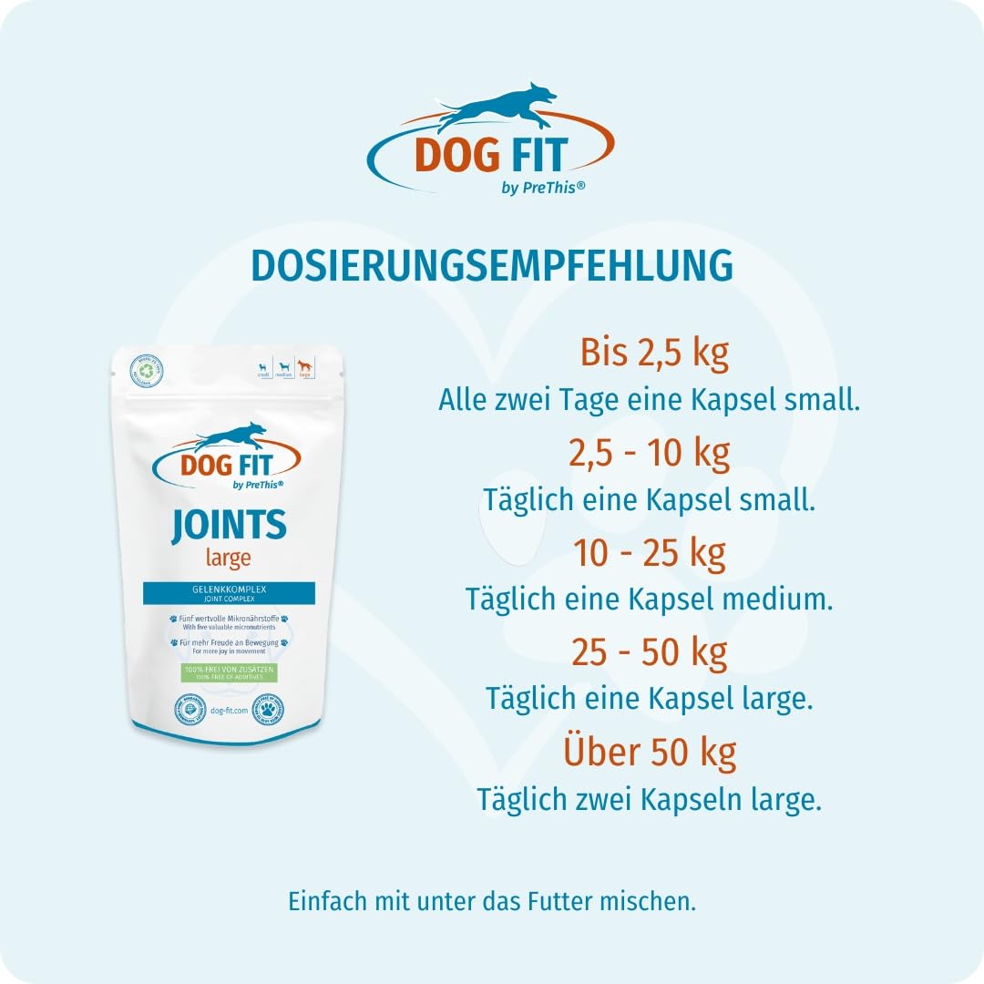 DOG FIT by PreThis® Joints für Hunde I Mit Glucosamin, MSM, Kollagen, Teufelskralle & Weihrauch I Ohne Zusätze I Large ab 25kg