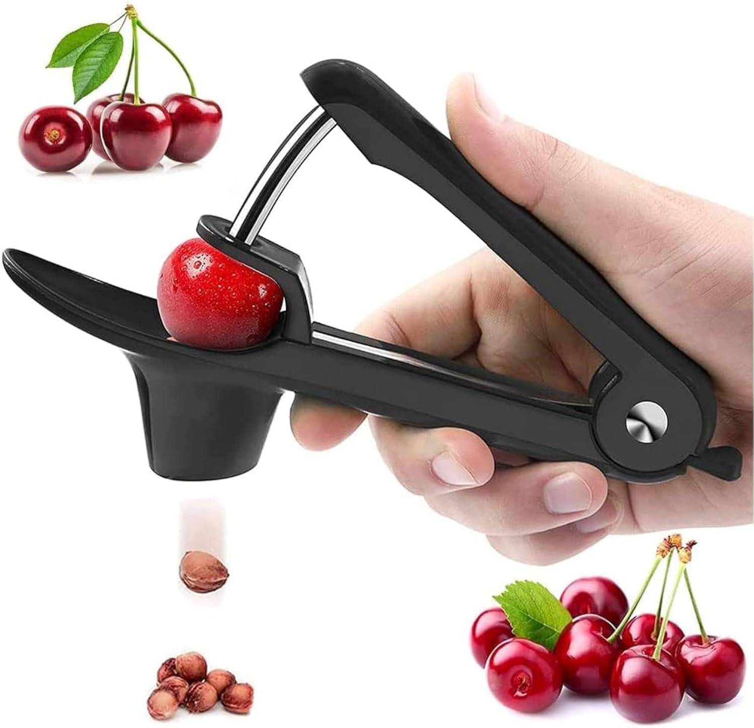 Cherry & Olive Pitter, Core Remover - Space-Saving Lock Design, Random Color