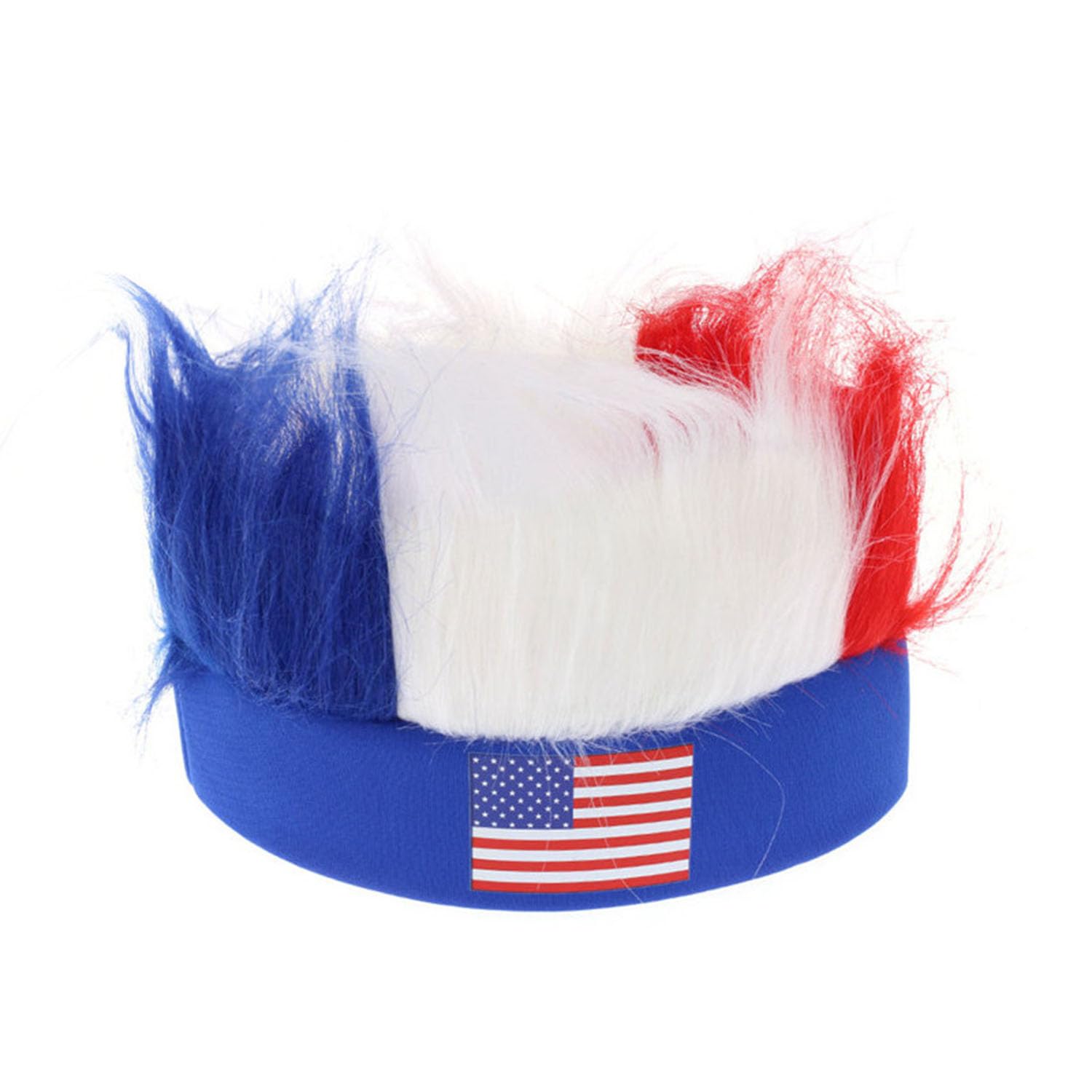 YAZVNTO USA Country Flag Wig Headband Football Fan Accessories Curly Party Wig Sports Event Celebration Costume Decoration for Men Women