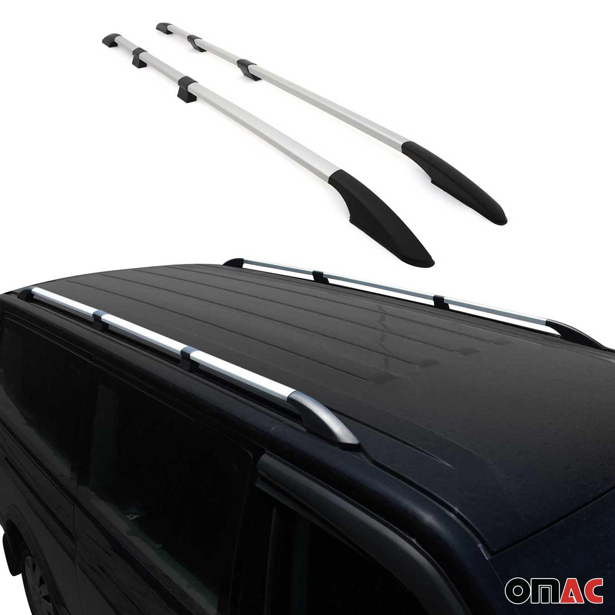 OMAC Rail Tetto Dachgepäckträger compatibile con VW Caddy 2020-2026 Langer L2 Alu Grigio