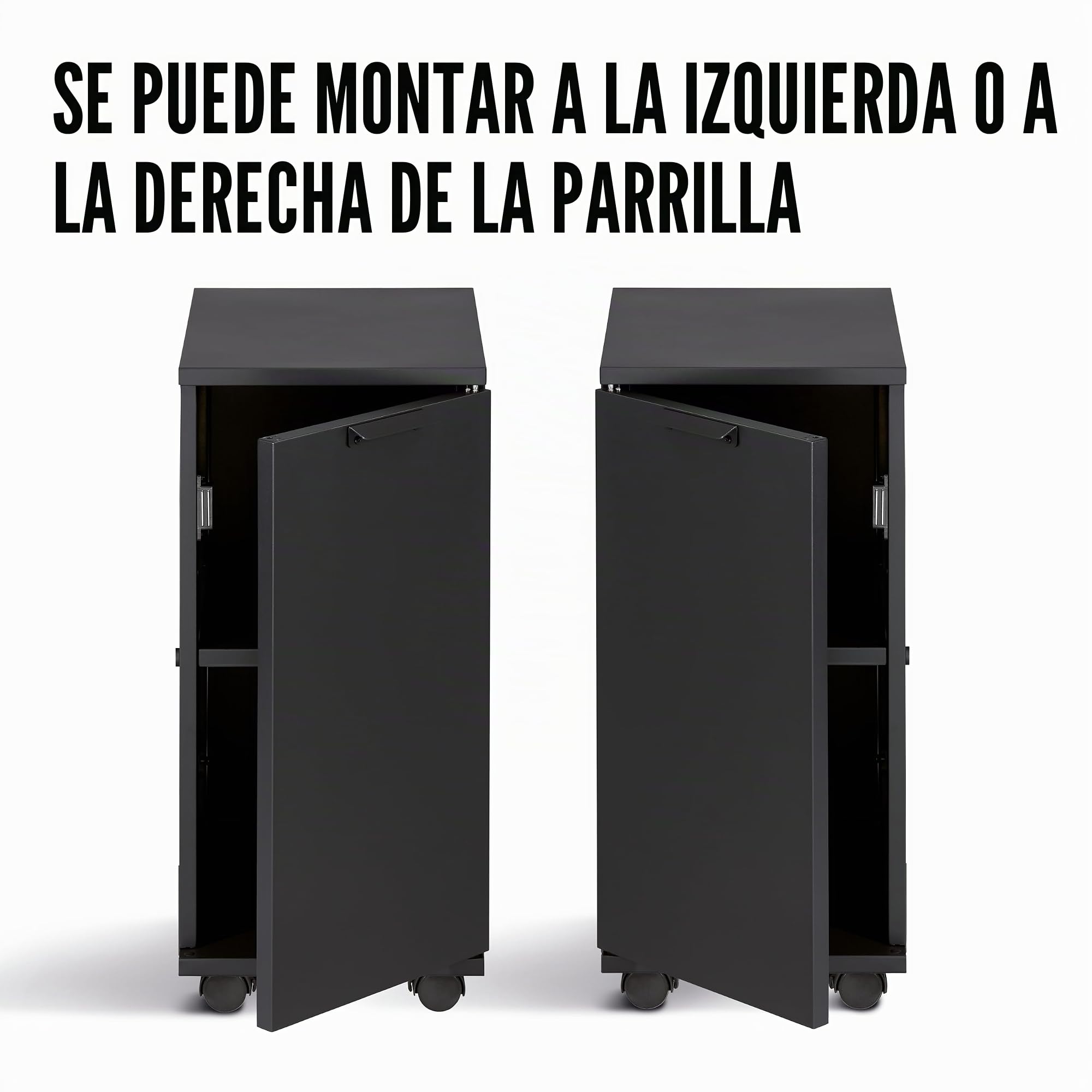 Enders Mesita auxiliar y modular negra como almacenaje para fiestas de barbacoa - Mesa auxiliar barbacoa con dos imánges fuertes como carrito con ruedas para terraza y jardín #8818