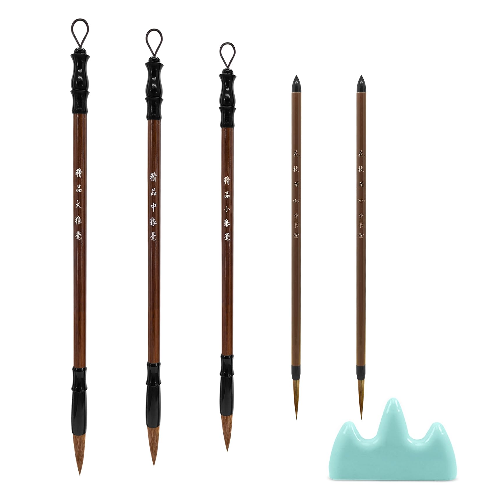 Knana 6Pcs Calligraphy Brush Painting Writing Watercolor Calligraphy Brushes Holder Set Writing Sumi Hubi Maobi Drawing Ink Art Kanji Painting Wooden Brush Pencaligraphy Kits For Beginners
