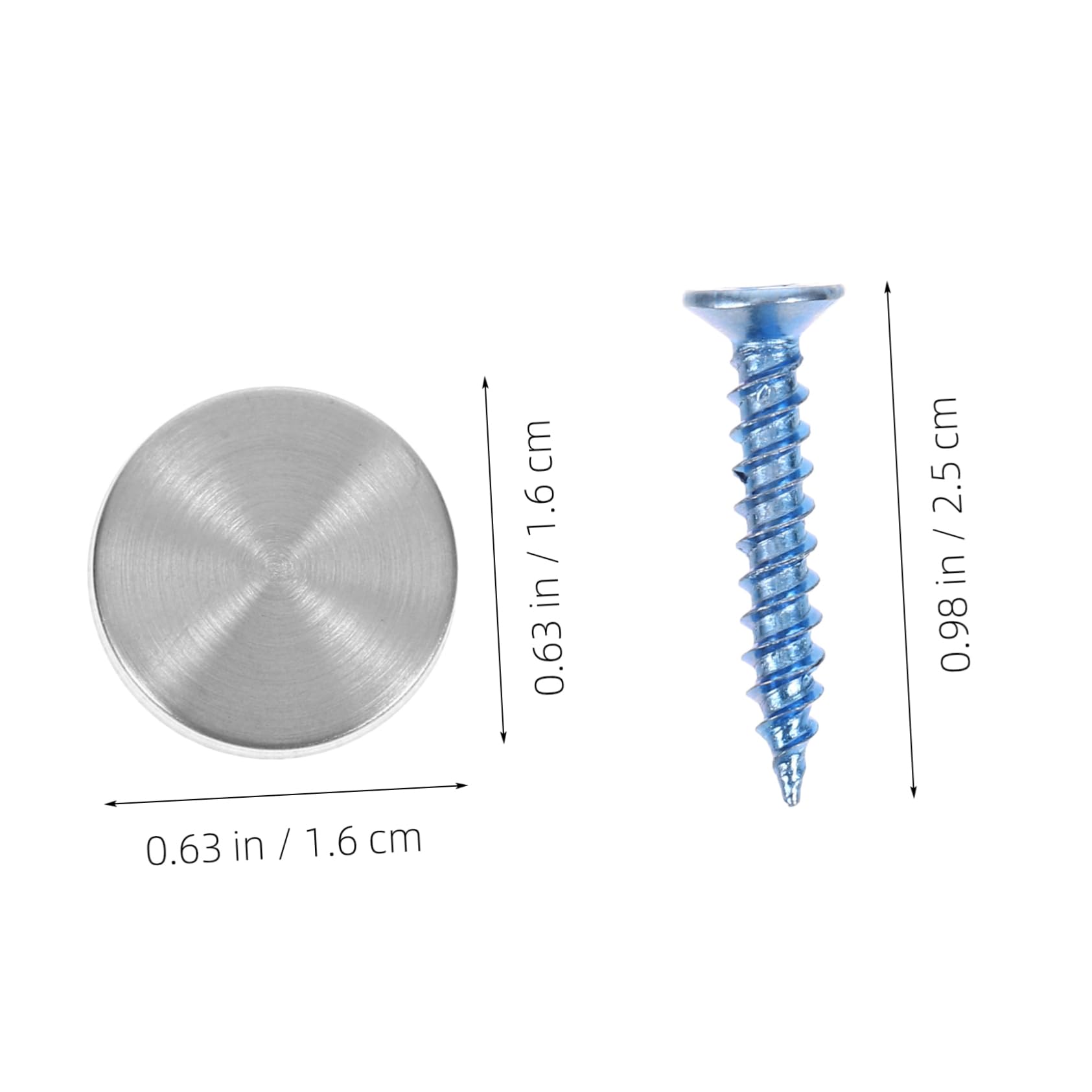 OSOLADY 100pcs Mirror Screws Decorative Covers Stainless Steel Plastic Advertising Hardware Screw Cover Secure Mirror Fastening