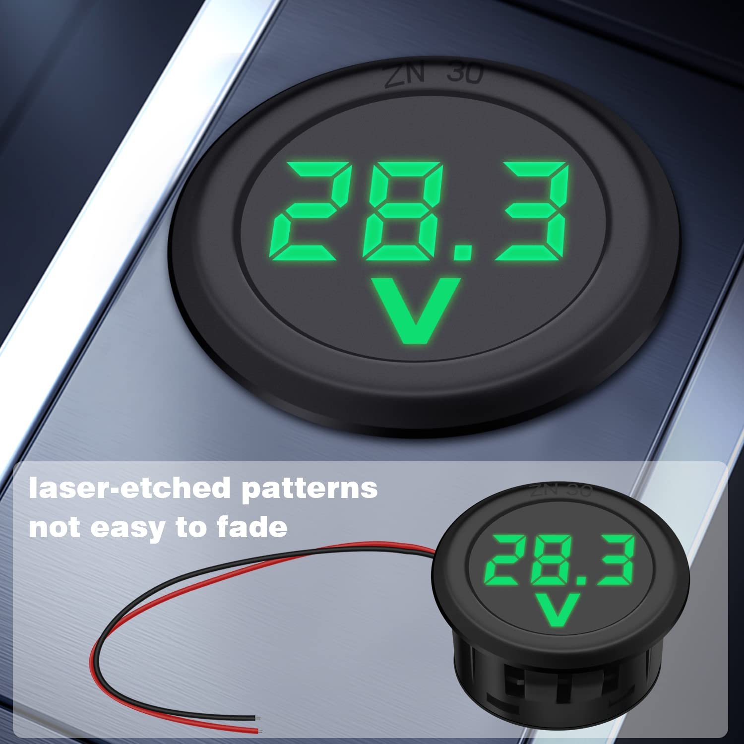GTIWUNG 6 Piezas Mini Voltímetro Digital DC 2 líneas 4-100V Mini probador de Voltaje Pantalla LED Protección de Polaridad Inversa y Medición de Presión Precisa, Rojo & Azul & Verde, Redondo