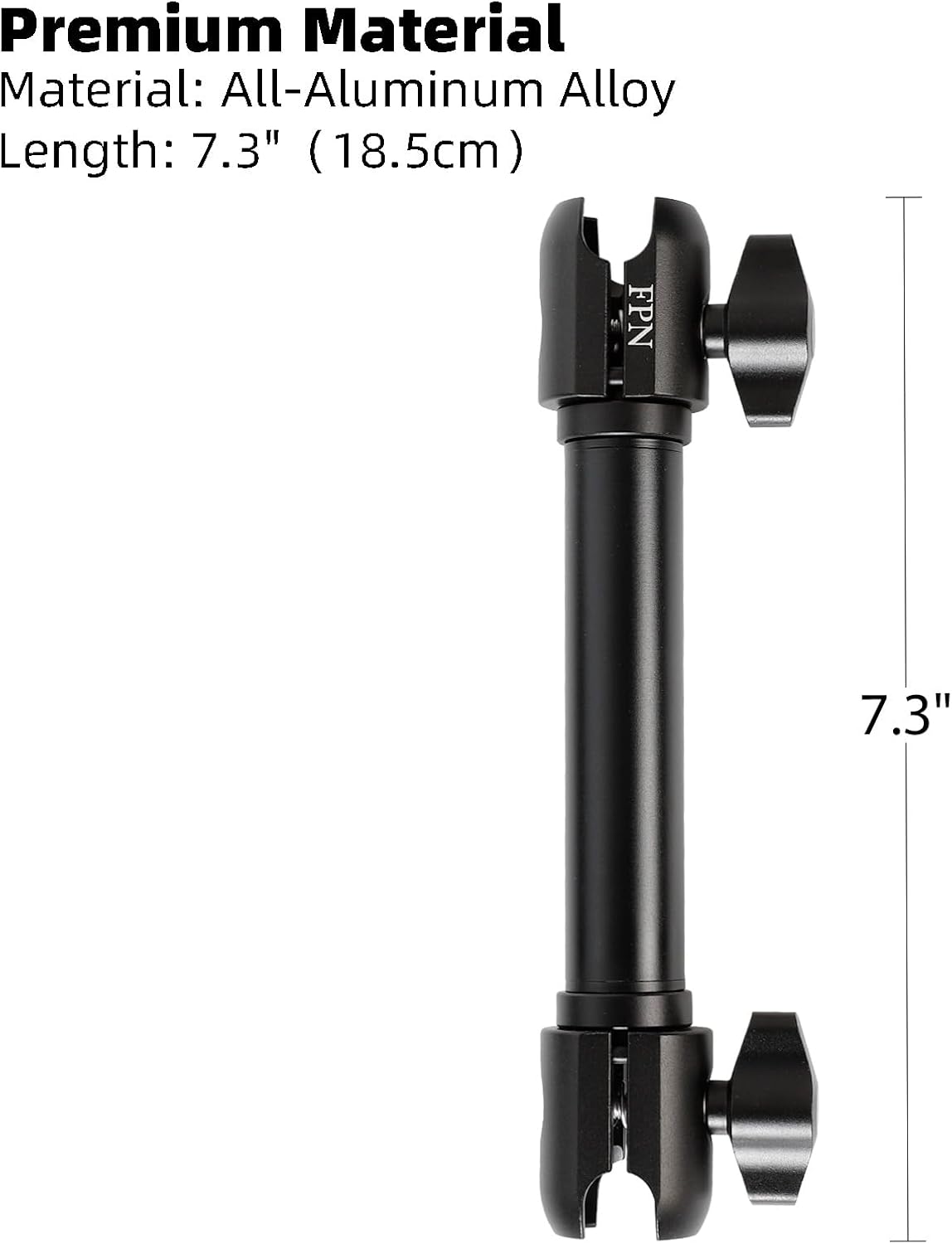 Composite Double Socket Swivel Arm, 7.3" Length, Aluminum Alloy Construction, Compatible with RAM Mounts B Size 1" Ball Components