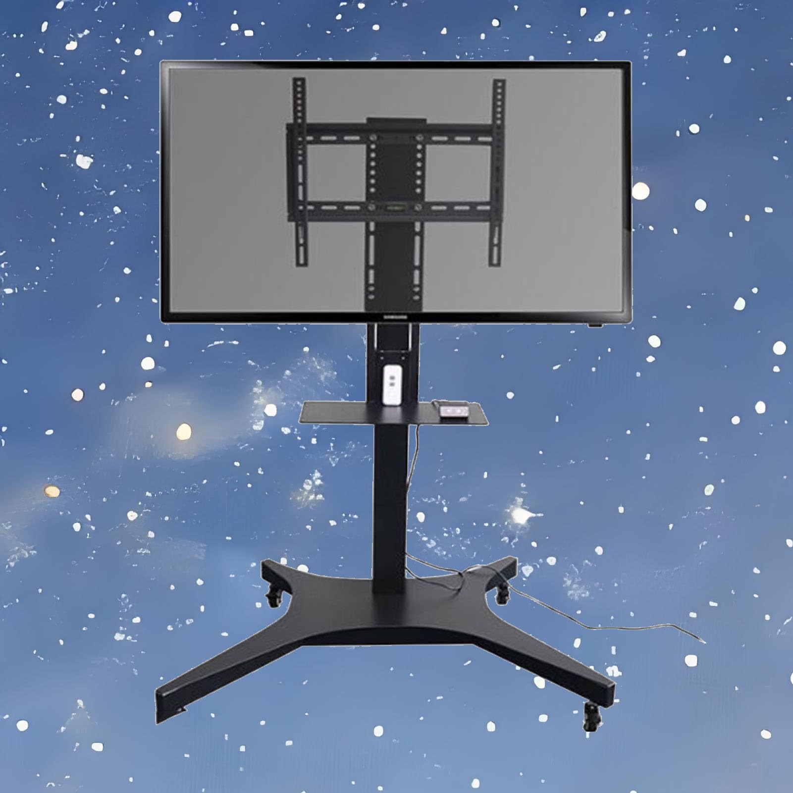 Carrito Móvil para TV con Ruedas: Elevador De TV Eléctrico Telescópico, Soporte De Suelo Portátil, Elevador Motorizado con Control Remoto, Función De Memoria De Altura De 4 Niveles