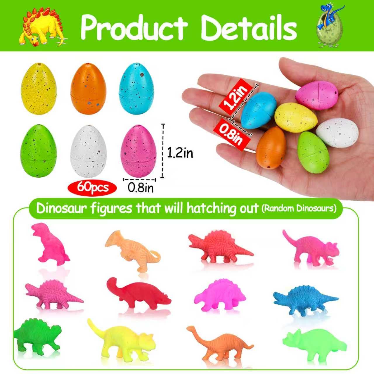 Hatching Dinosaur Eggs - 60 Pack for Party Favors -2 Hatching Dinosaur Eggs - 60 Pack for Party Favors -2