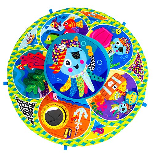 Image of Lamaze Captain Calamari Spin and Explore Baby Gym Activity Center - Baby Tummy Time Play Mat - Sensory Play Mat for Ages 0 Months and Up