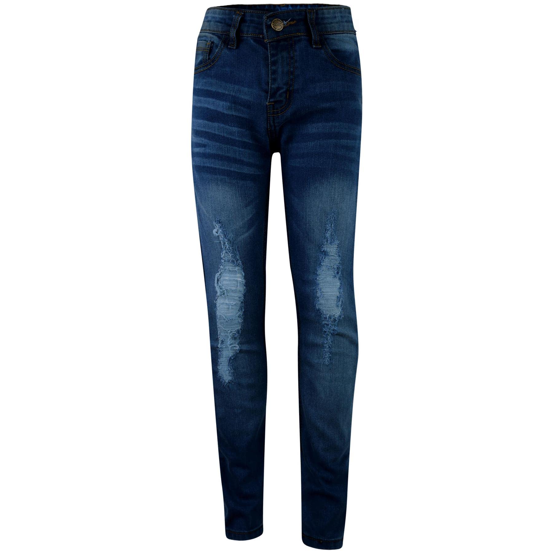 A2z 4 Kids Boys Mid Blue Stretchy Jeans Denim Knee Ripped Fashion Bikers Skinny - Jeans Jn56 13