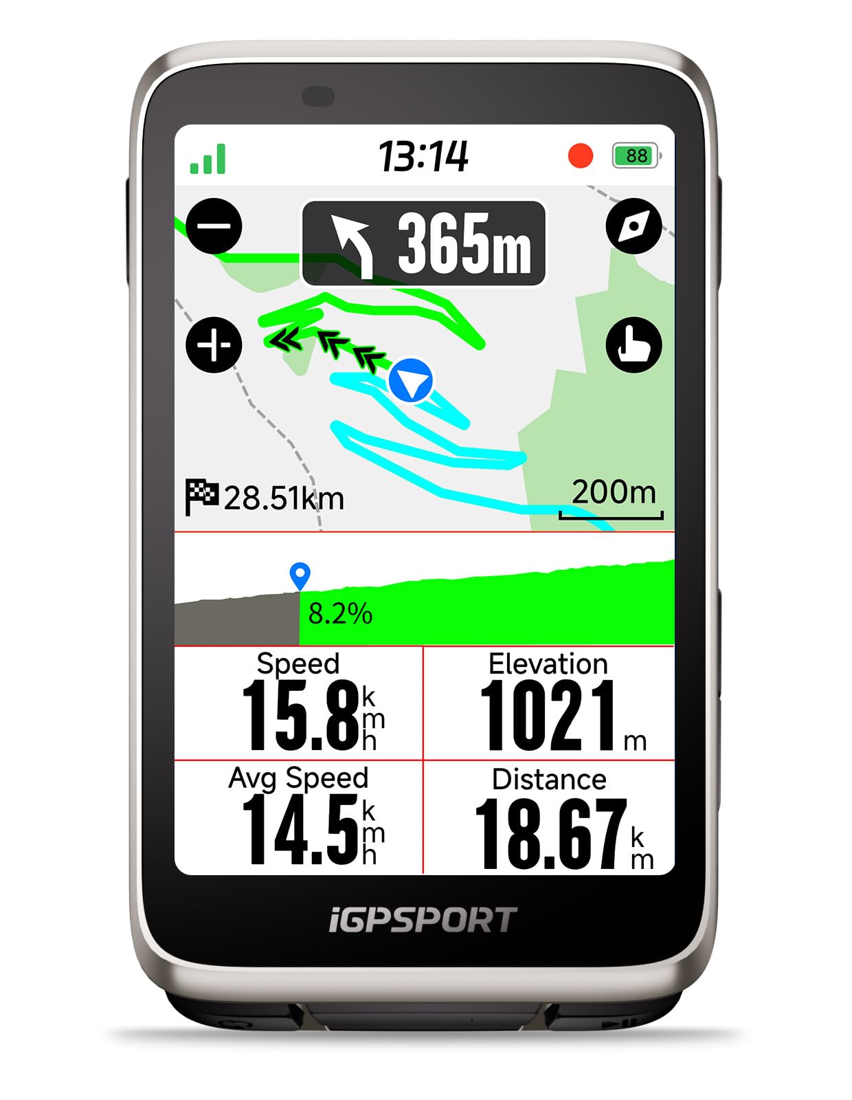 iGPSPORT BiNavi Ciclocomputer GPS, Analisi dell'Allenamento Funzione di Guida Continua Rilevamento del Movimento 3,5" Touchscreen Controllo della Musica e della Telecamera d'azione, iClimb Pro, 35H
