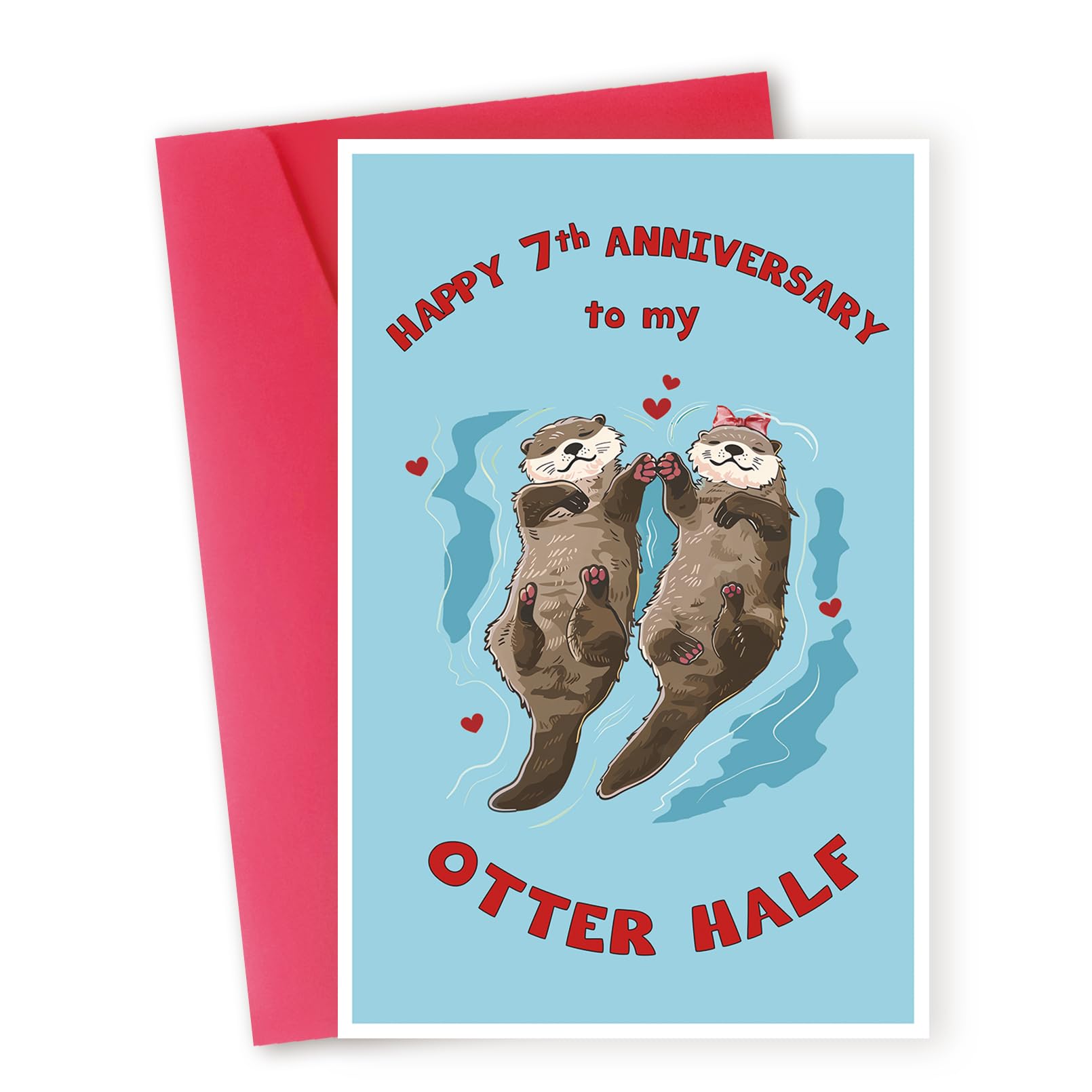 Funny 7th Anniversary Card for Husband Wife,Sweet 7th Wedding Anniversary Card for Couple Boyfriend Girlfriend,7 Year Anniversary Card Gift Idea