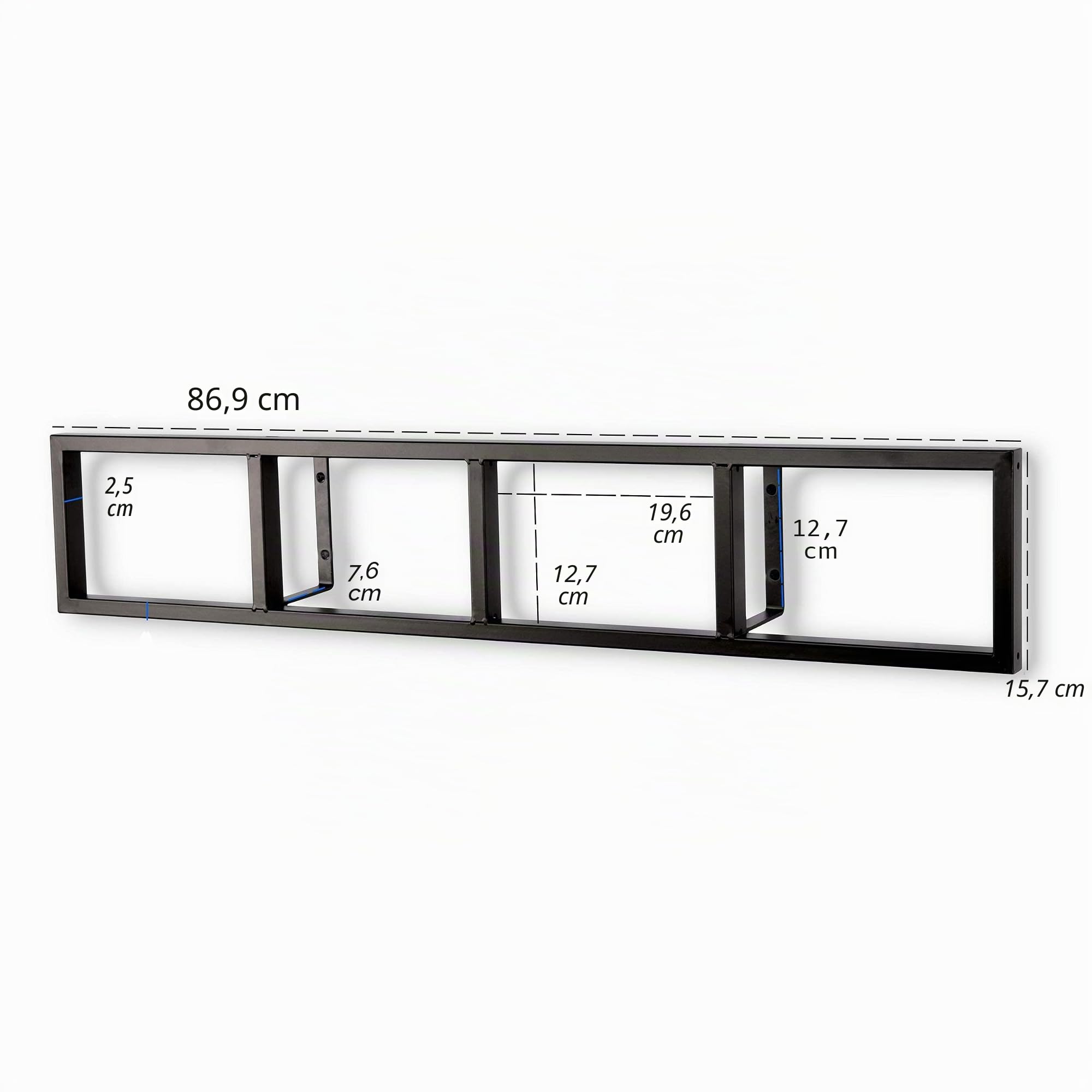 Set di 2 mensole galleggianti in metallo da 34 pollici, per supporto a parete, per CD e DVD, colore: Nero