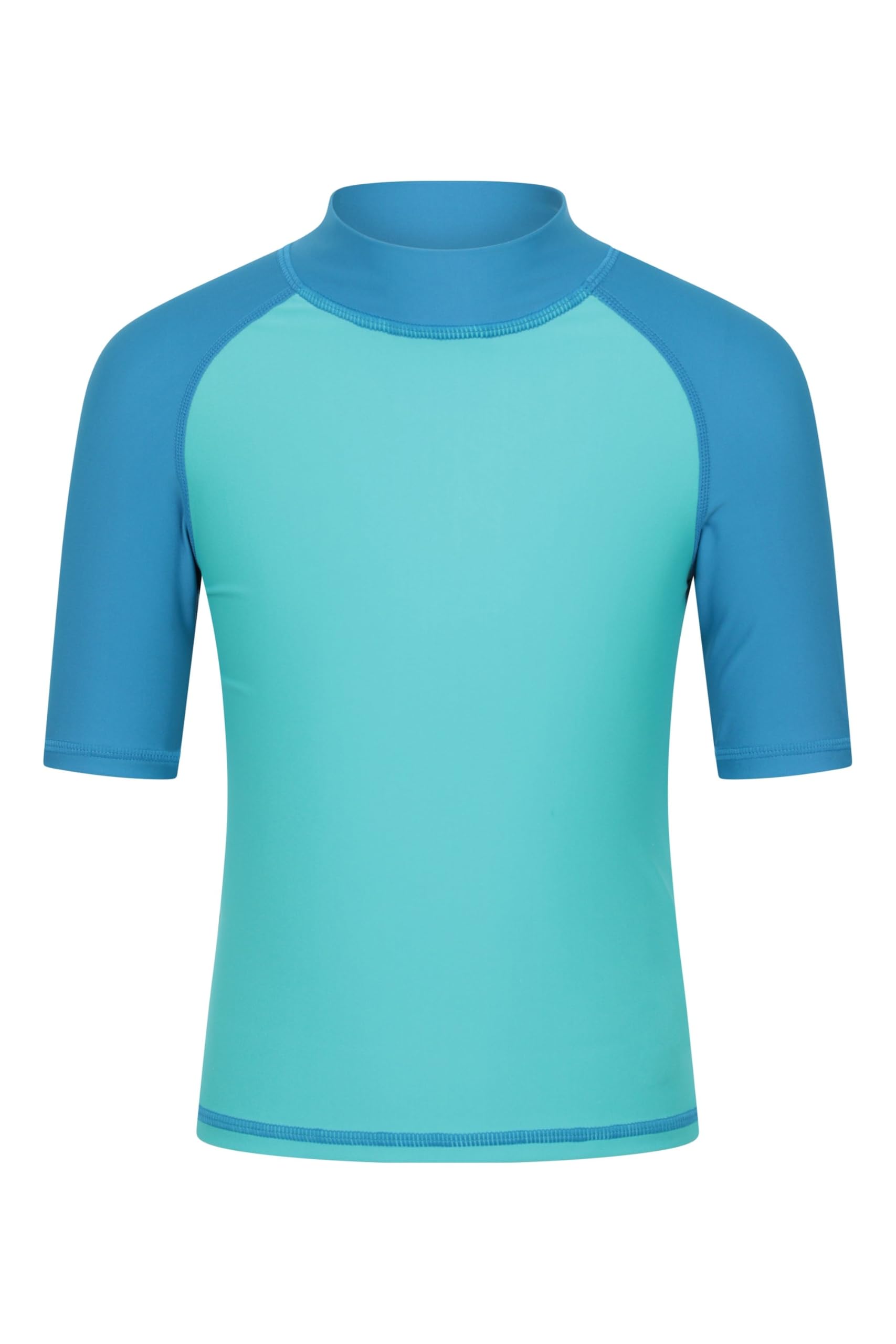 Mountain Warehouse Short Sleeves Kids Rash Vest - UPF50+ Sun Protection Rash Guard, Fast Dry, Flat Seams Childrens Top - for Spring Summer, Swimming Light Teal (Plain) Teen Size 13 Years