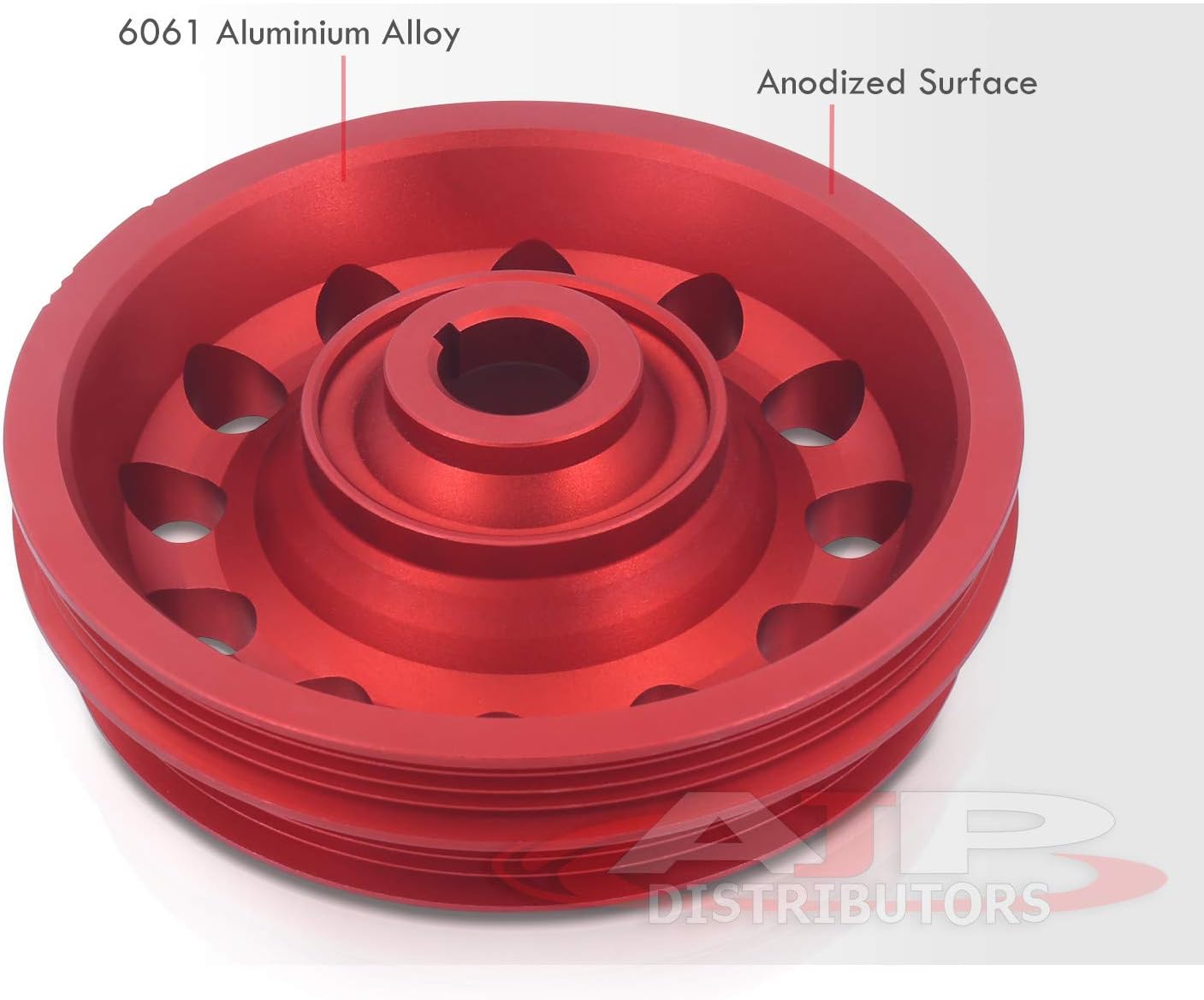 AJP Distributors JDM Upgrade Light Weight Aluminum Crank Shaft Crankshaft Pulley Wheel Red Compatible/Replacement For Civic CRX Del Sol D-Series SOHC Engines D15 D16 1.5L 1.6L