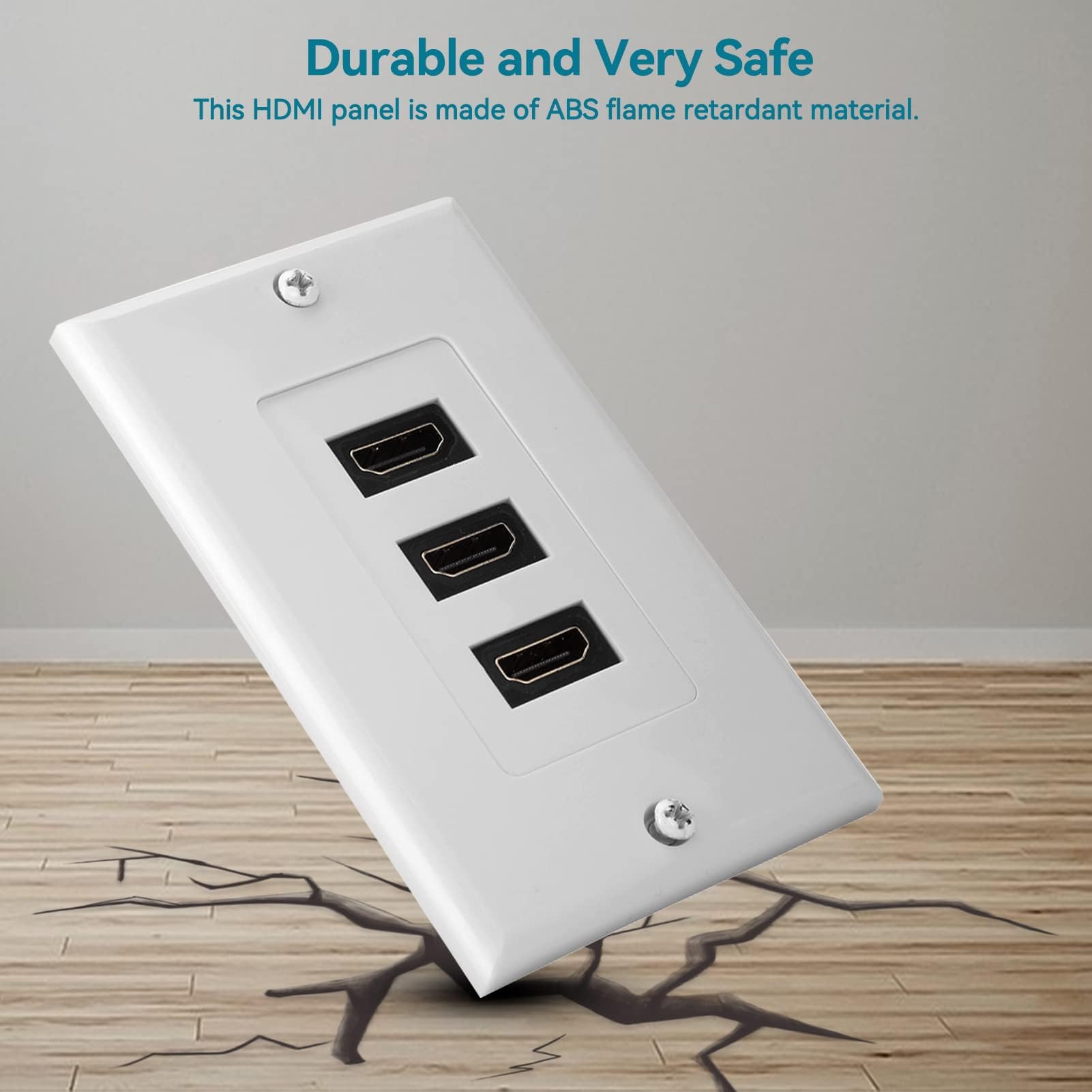 TNP HDMI Wall Plate (3 Port, White) HDMI Faceplate Socket Insert Jack Outlet Panel Mount Support