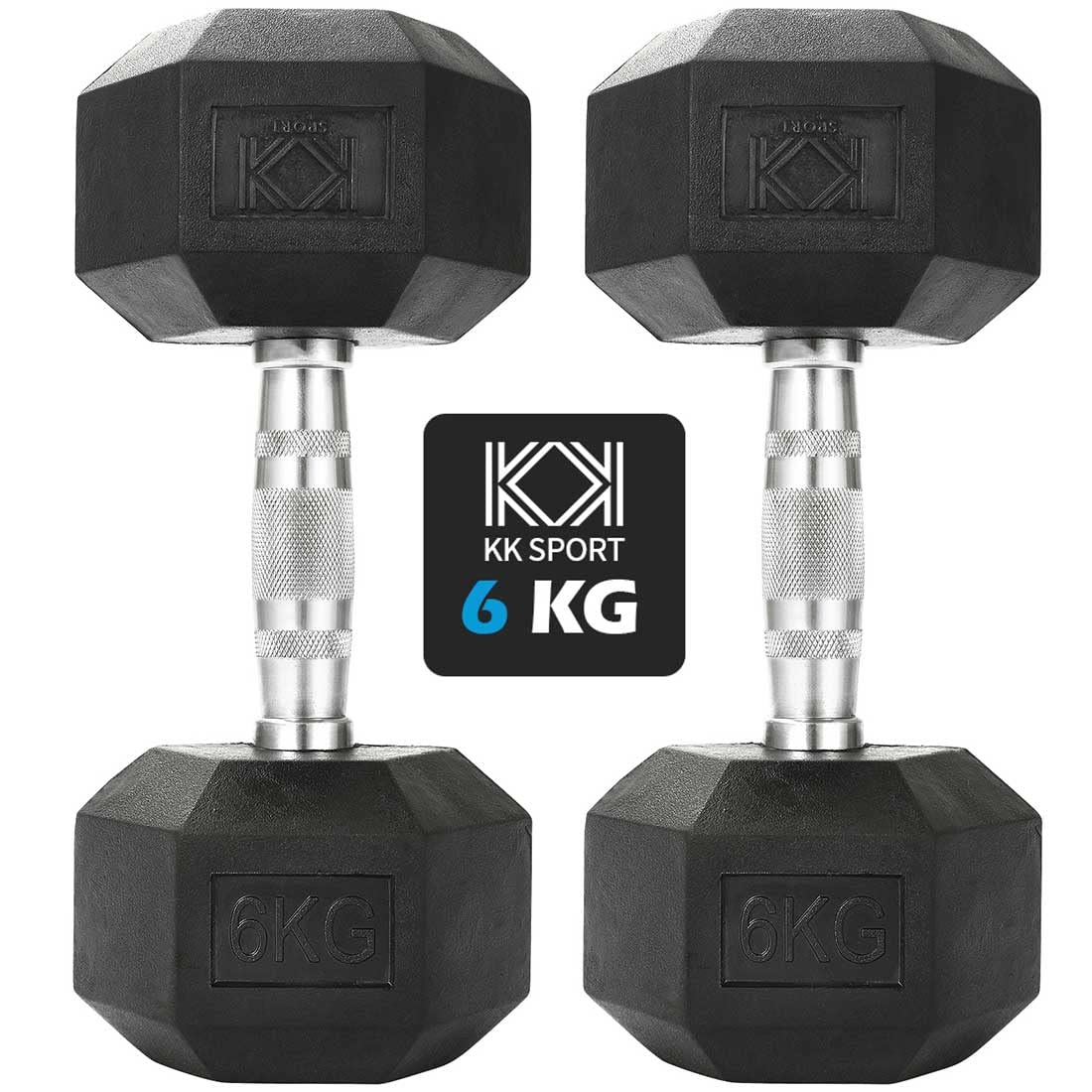 KK Hex Dumbbell Set - Dumbbell Weights For Weight Training - Hex Dumbbells Set With Rubber-Coated Heads, Stainless-Steel Core & Knurled Chrome Handle — image 1