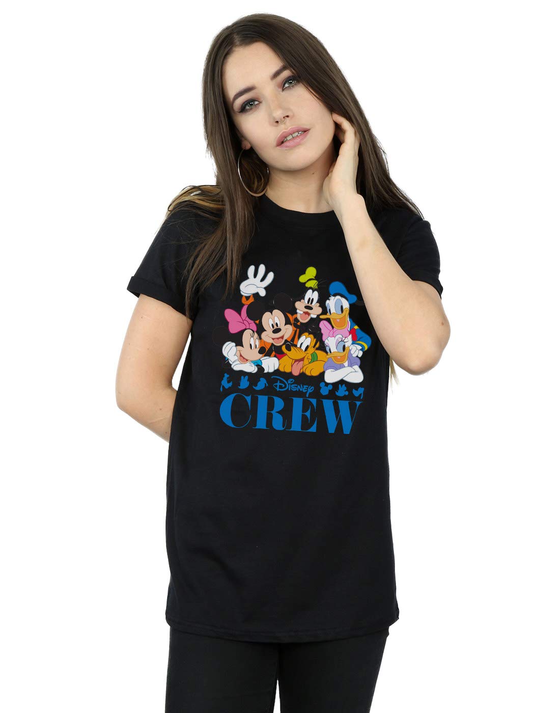 Absolute Cult Women's Black Disney Mickey Mouse Disney Friends Boyfriend Fit T-Shirt XXX-Large