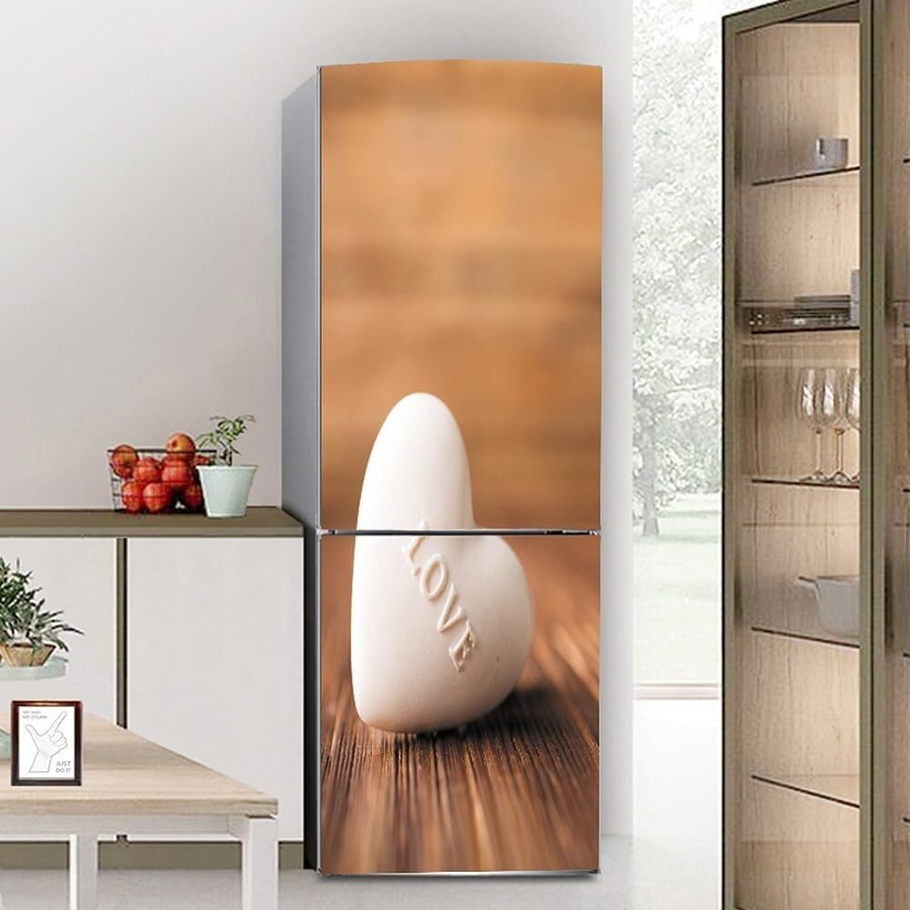 GDHKDDFL Minimalist, luxury-inspired fridge decals, Freezer Skins Wall Stickers for Kitchen Decal, White Love Heart(S: 60x150 cm)