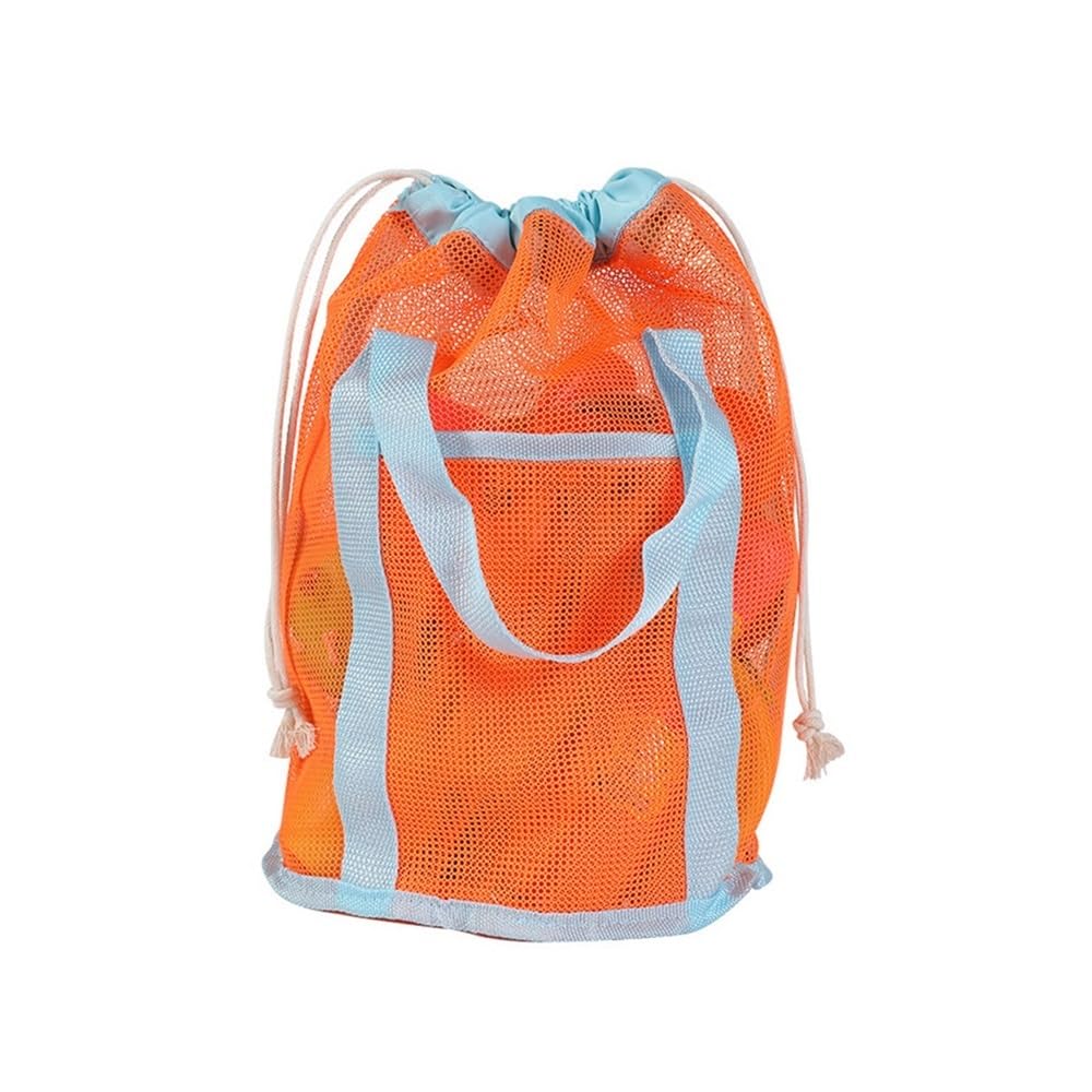 Ropicean Foldable Drawstring Backpack - Lightweight Portable Beach Toy Storage Bag for Outdoor Activities(Orange blue)