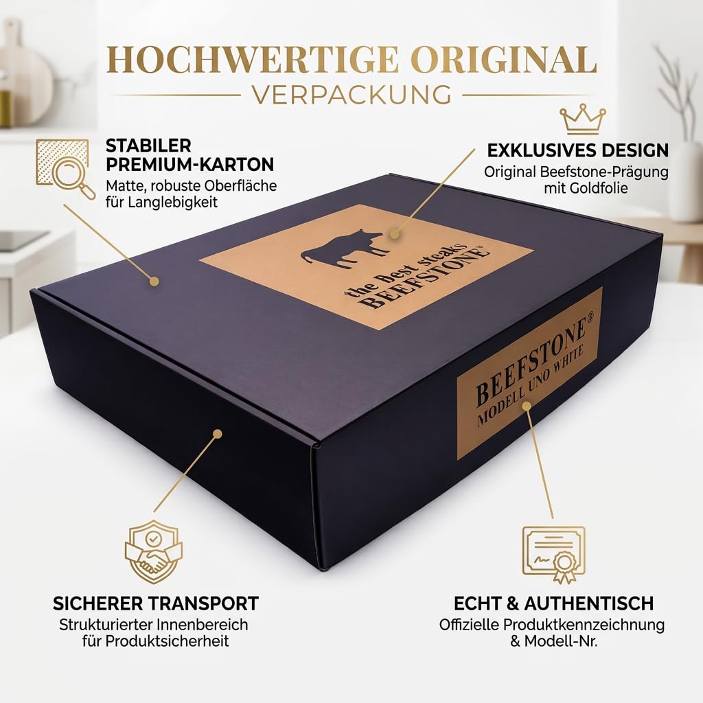Heißer Stein Lavastein Steak-Brett Hot Stone Steingrill Set aus Bambusbrett Lavastone und Porzellan-Platte, Fleisch, Fisch grillen auf heißem Stein (Uno Black)