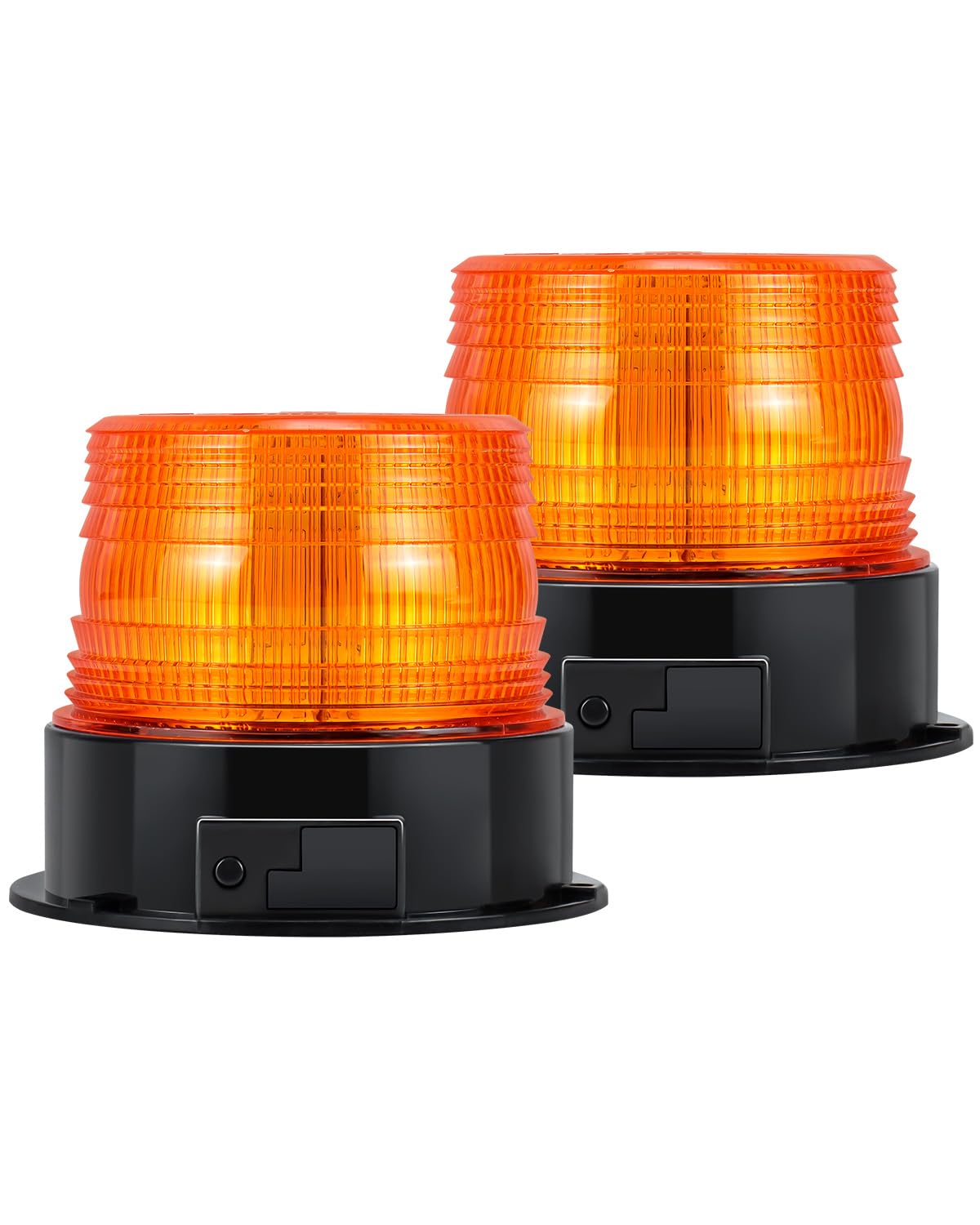 Dinfu 2pcs LED Rundumleuchte akku, Rundumleuchte Gelb 12V Kabellose Magnet Warnleuchte Orange Warnlicht Blinkleuchte Strobe Beacon Light für Auto LKW Traktor KFZ UTV SUV J-eep