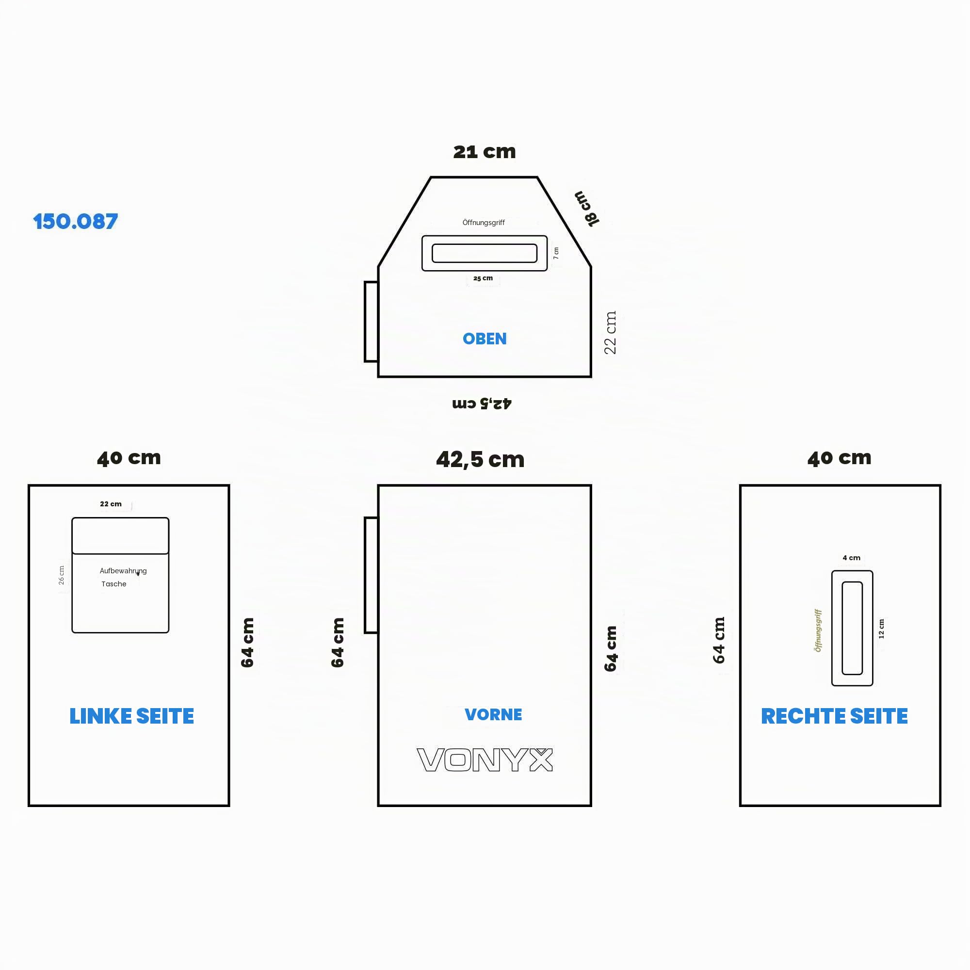 Vonyx SC15 Schutzhülle für Lautsprecher, 30 x 42,5 x 64 cm, PA Lautsprecher Schutzcase mit Seitenfach, Aussparrung klappbar für Trolleygriff, perfekt für 15" Speaker von VSA, AP, SPJ, Schwarz