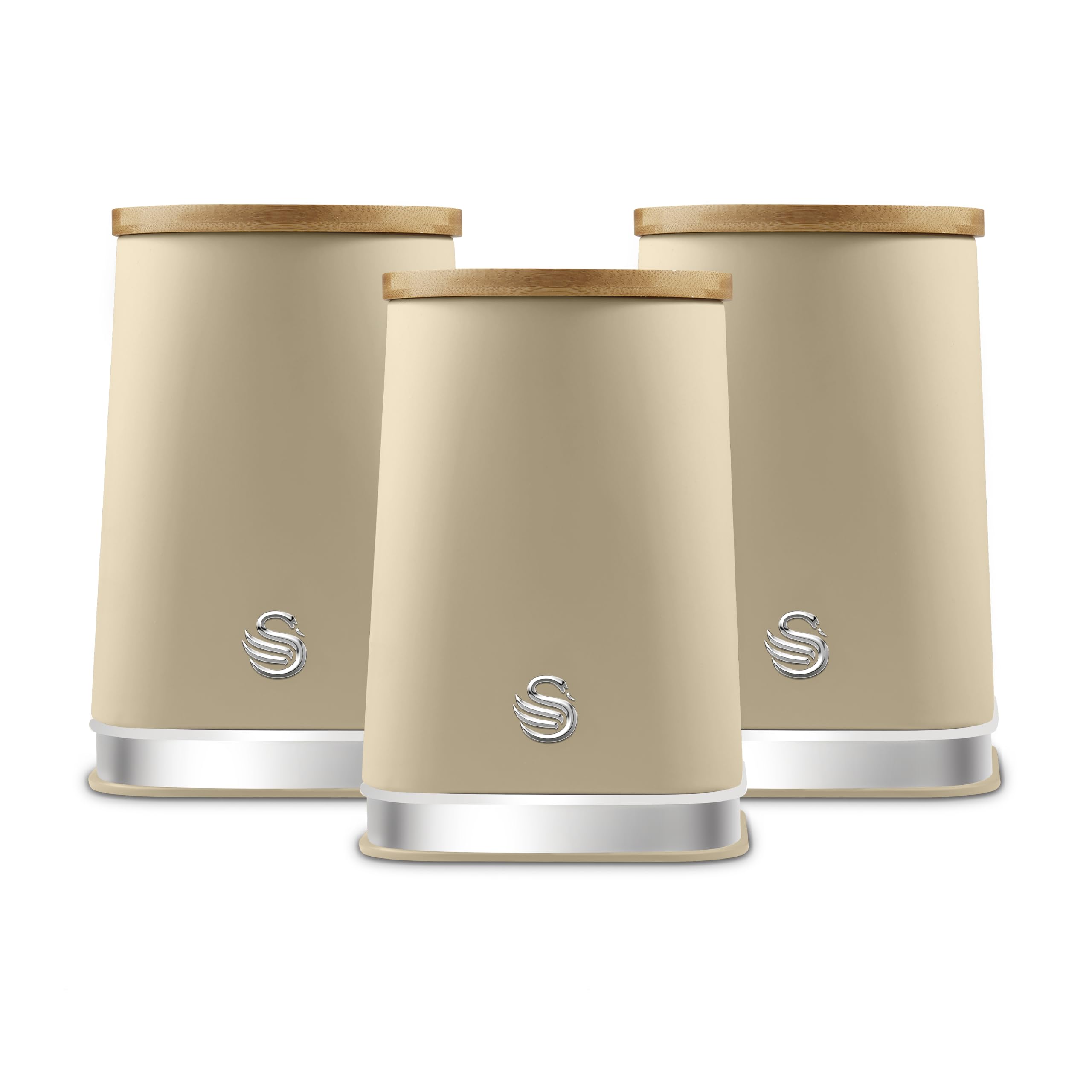 Swan Set Of 3 Nordic Tea Coffee Sugar Canisters Unisex Oatmeal