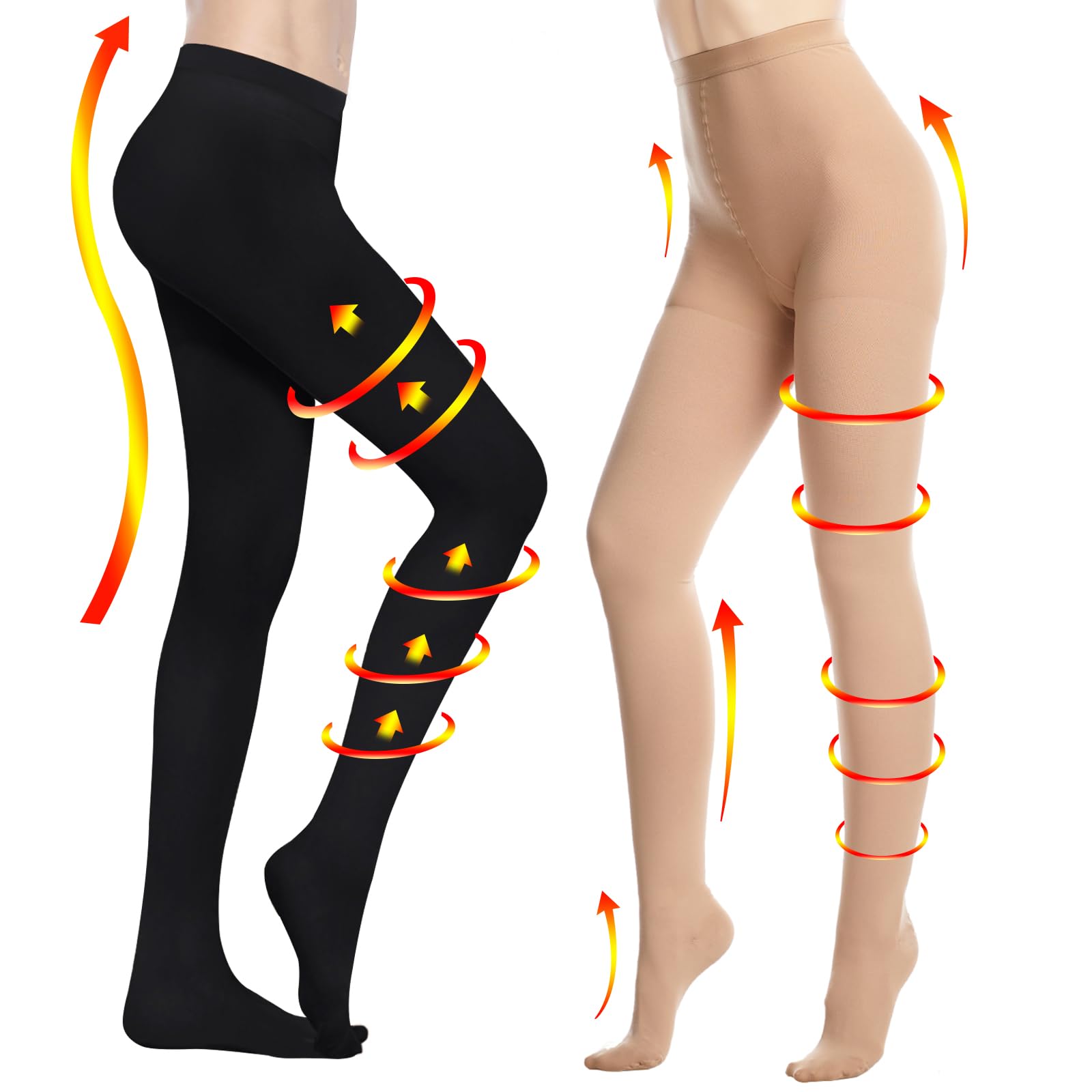 2 Paia Opaco Compressione Collant 20 30 mmHg per le Donne Aiuto a Varcoise Vene gambe Edema Gonfiato Punta Chiusa Gradiente Supporto Calze