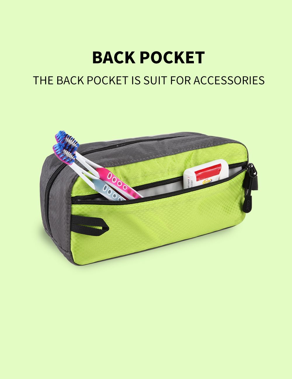 GOX Neceser de alta calidad, estuche Dopp para viajes, organizador de cosméticos multifunción (verde/gris), verde / gris, L