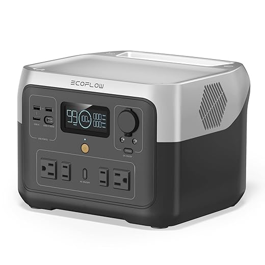 EF ECOFLOW Portable Power Station RIVER 2 Max, 512Wh LiFePO4 Battery/ 1 Hour Fast Charging, Up To 1000W Output Solar Generator (Solar Panel Optional) for Outdoor Camping/RVs/Home Use Black
