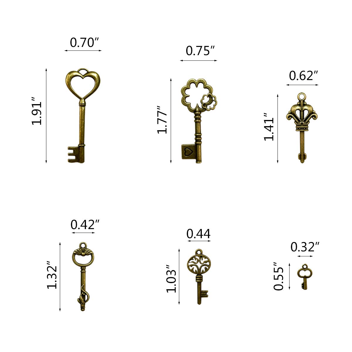 40 Pcs Mixed Skeleton Keys in Antique Style Bronze Vintage Key Charms Small Skeleton Keys Charm for Birthday Party Wedding Favors Key Charms Set for Pendant Necklace DIY Jewelry Making Christmas Gift - Image 6