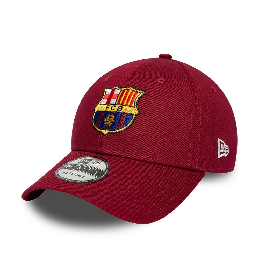 New Era Gorra de béisbol con Logotipo Central del Club de fútbol del Barcelona 2026, Color Rojo Oscuro
