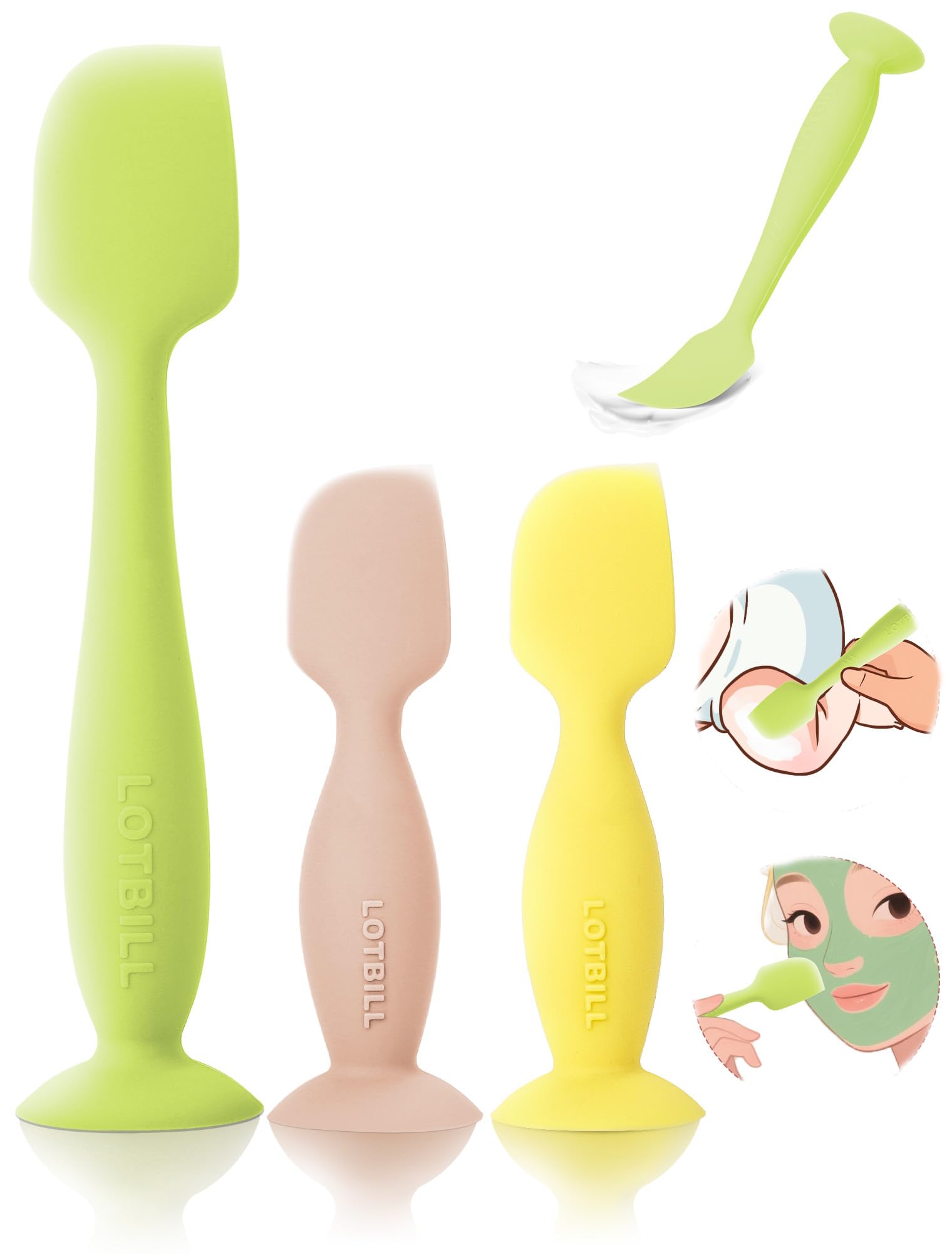 LOTBILL Diaper Cream Spatula, 3 Pack Butt Spatula Baby, Silicone Diaper Cream Applicator, Full-Size + Mini Butt Paste Spatula for Babies, Newborn Baby