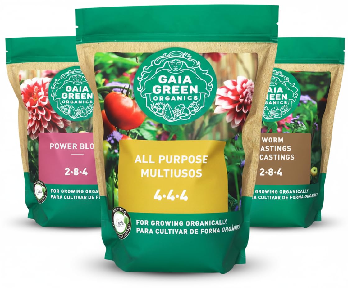 Flysclean Gaia Green Combo+ 2kg All Purpose 4-4-4-, 2Kg Power Bloom 2-8-4, 2L Worm Castings Fertilizer