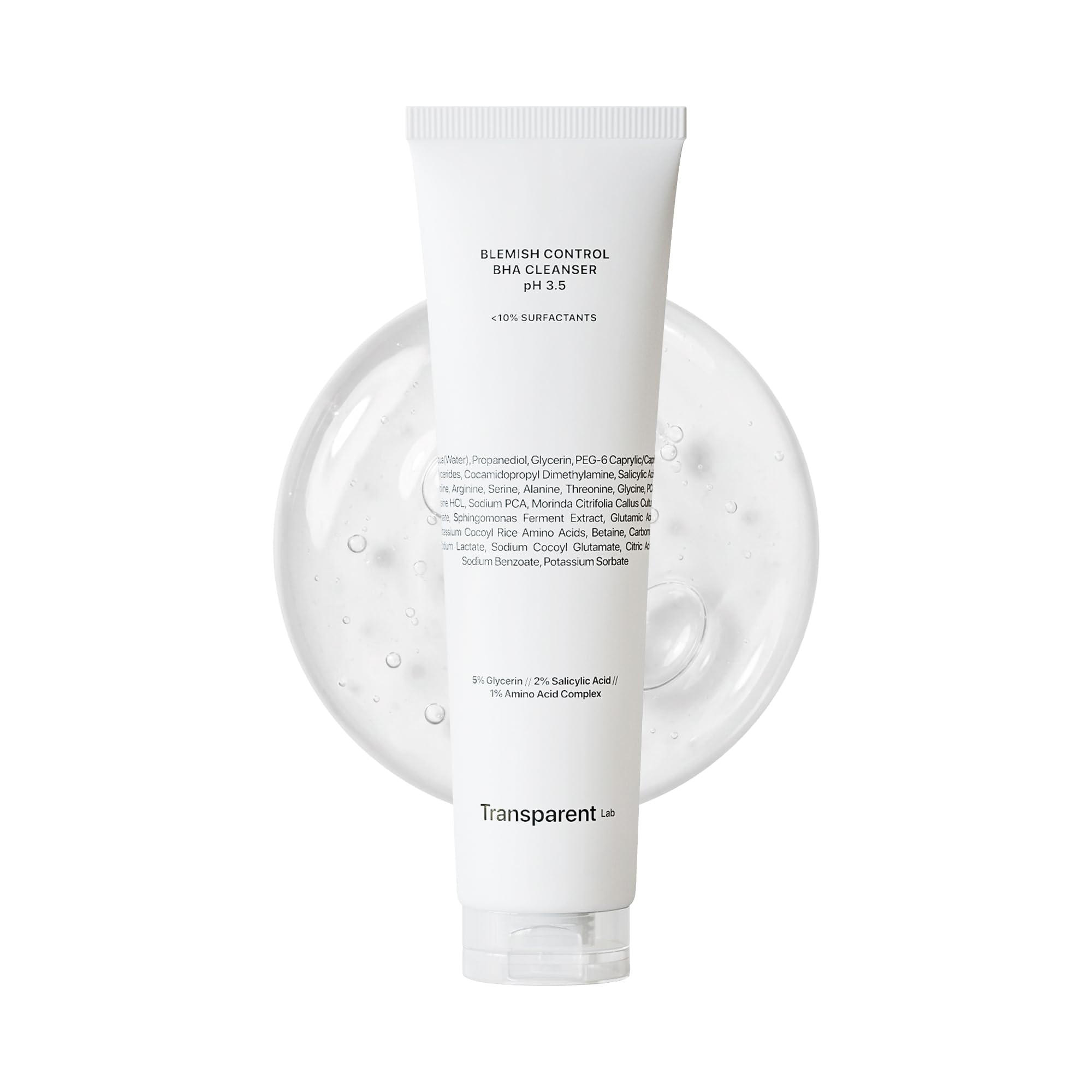 Transparent Lab Blemish Control BHA Cleanser pH 3.5 Facial Cleanser 150 ml – With Salicylic Acid, Deep Pore Cleansing, Oil Control, Soft, Hydrated and Blemish-Free Skin