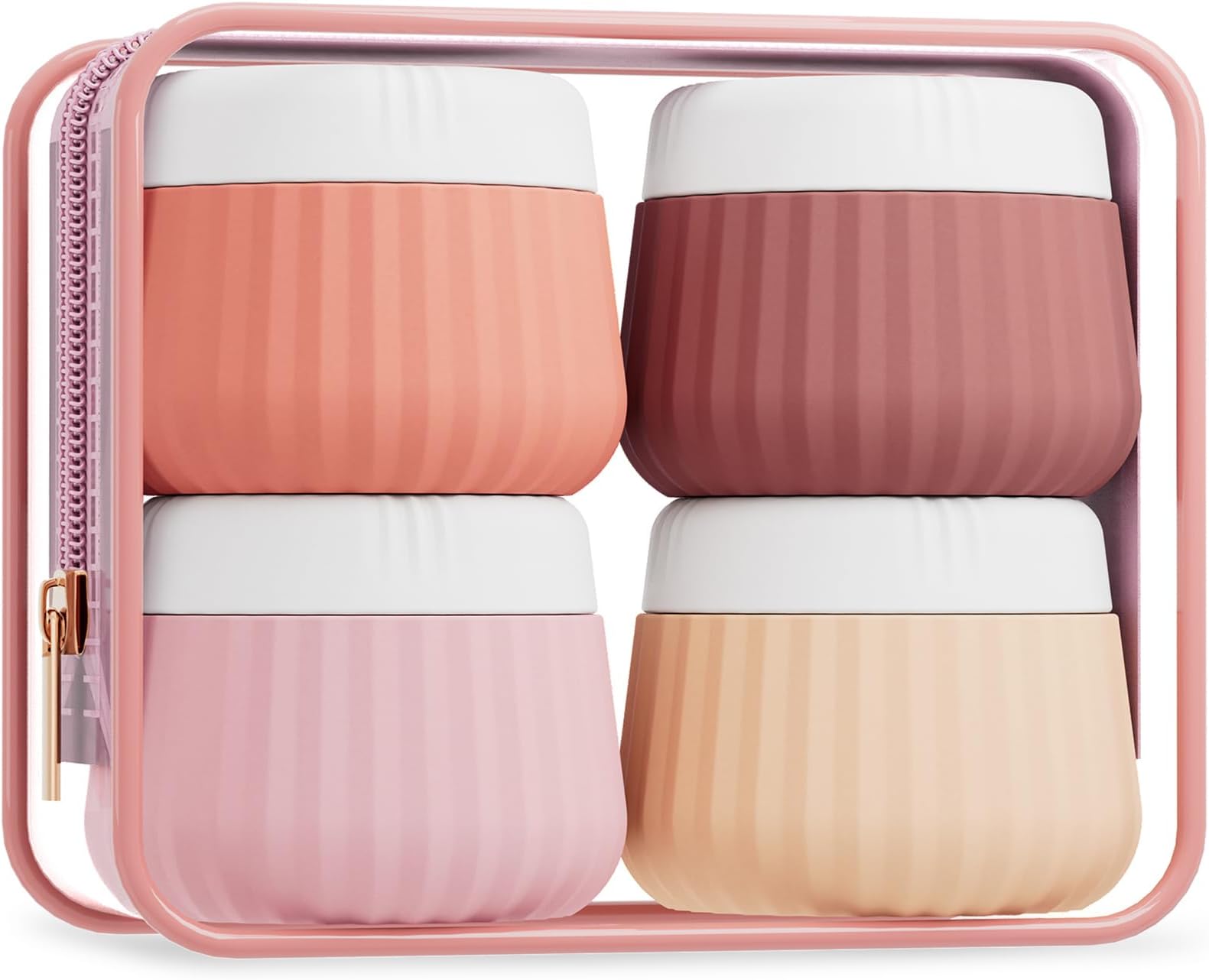 Mrsdry Travel Containers for Toiletries 4 Pack, TSA Approved Travel Size Toiletries, Portable Size Containers, With Clear Bag Leak Proof Silicone Jars, Essentials Creams Jars Carrying Small Items