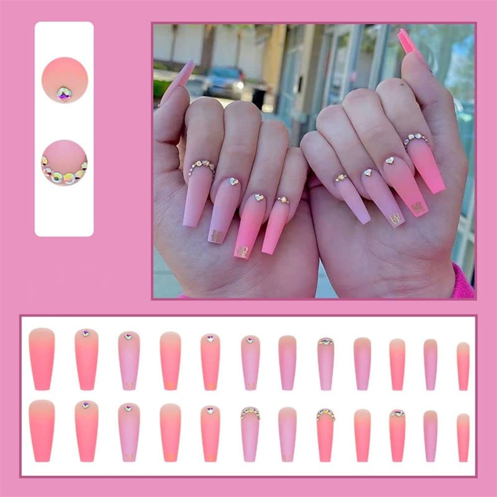 Unghie Finte Premere Sulle Unghie Unghie Finte Strumento Per Manicure A Copertura Completa Artificiale Suggerimenti Per Unghie 24 Pezzi/scatola Kit Di Unghie Acriliche Dito Artificiale Kit Manicure