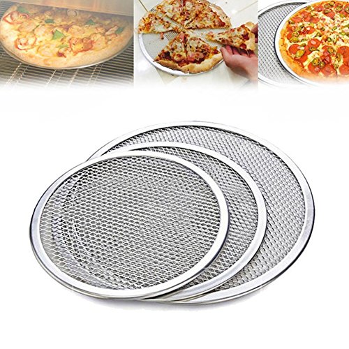 Bandeja de malla de aluminio plana para pizzas, de Woopower; herramienta de cocina para hornear de 15,2-35,5 cm, antiadherente, aluminio, 14 Pulgadas Cover