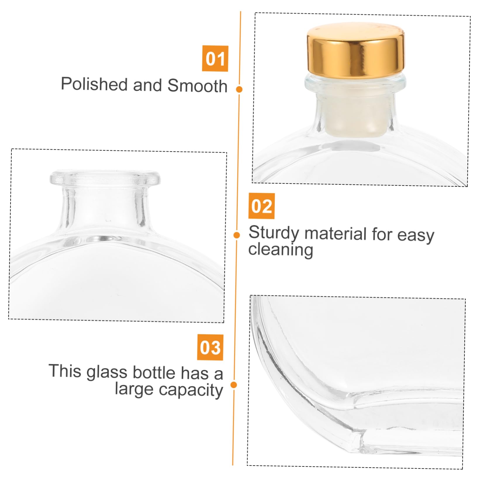 Zerodeko 3 Ensembles Bouteille en Verre D'aromathérapie Diffuseur De Parfum Flacon Diffuseur D'huiles Essentielles Arôme Contenants De Parfum Vides Flacon Diffuseur Vide Abdos 3 Pièces * 3