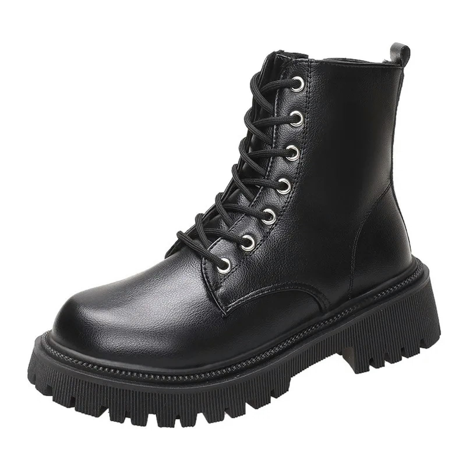 Botas de Nieve para Mujer Otoño E Invierno De Peluche Botas De Motocicleta con Suela Gruesa Botas De Nieve con Cremallera Cómodas