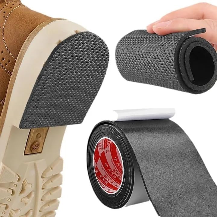 AANAHIL Self-Adhesive Shoe Sole Repair Tape, Black, Anti-Slip Rubber, Cut-to-Fit Heel Protector