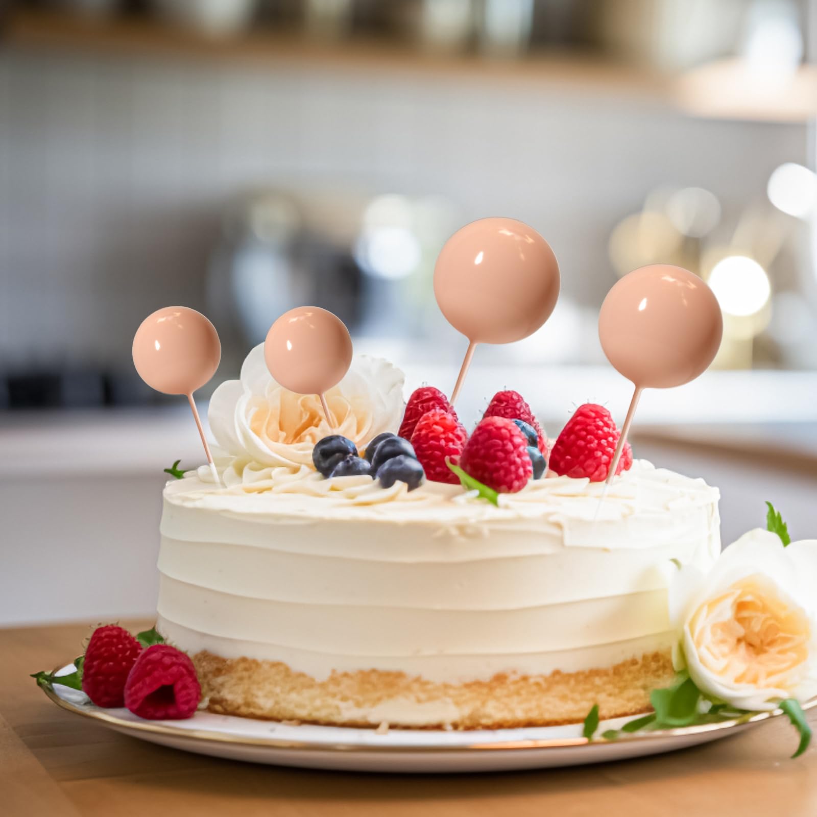 32 Stück Tortendeko Kugeln - Mini-Ballons Cake Topper In Grün, Weiß & Gold