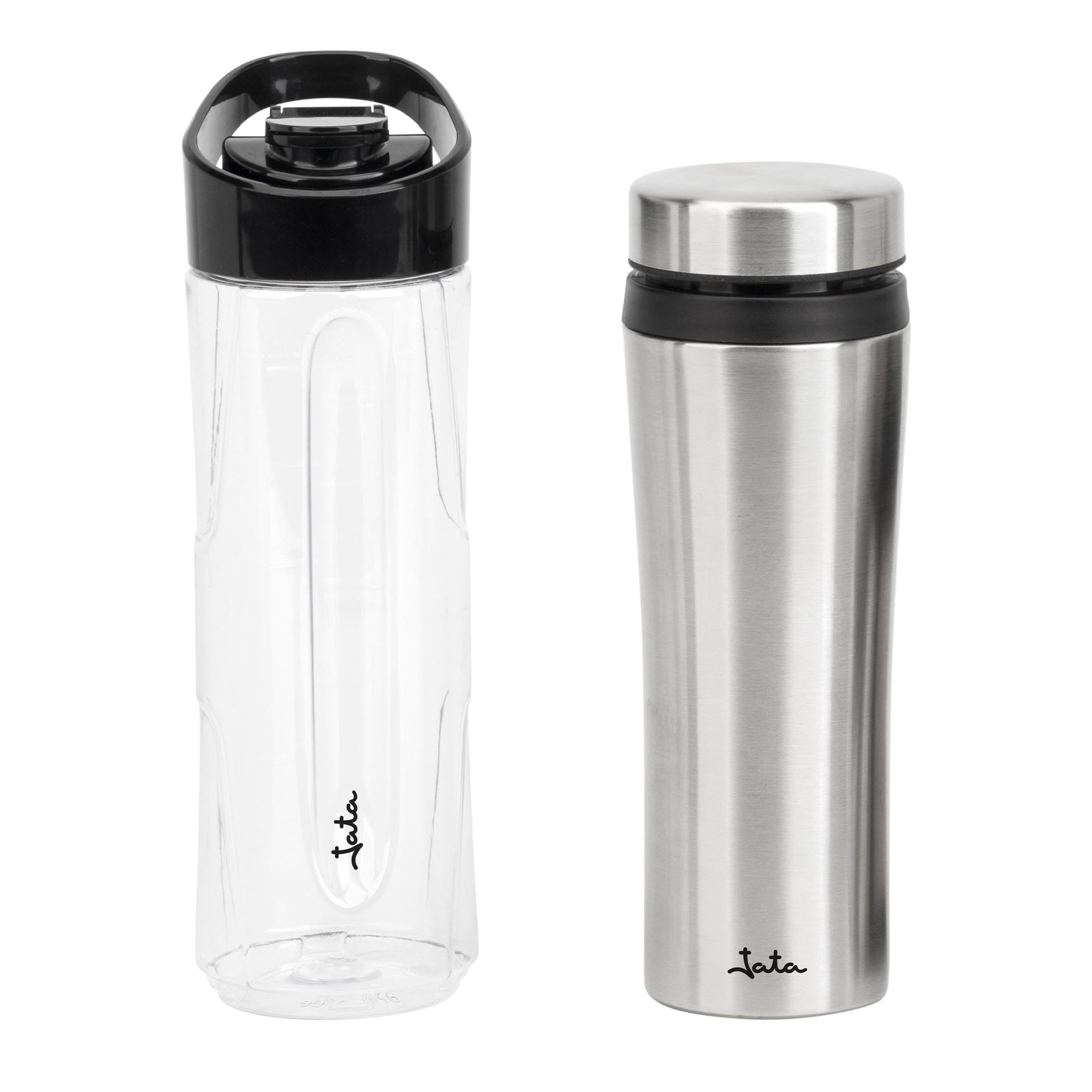 JATA JEBT1011 - Batidora de Vaso Individual 350 W, con 2 Botellas: Botella Deportiva Tritan 600 ml y Botella Termo Inox 435 ml, 4 Cuchillas Extraíbles, para Smoothies y Batidos, sin BPA