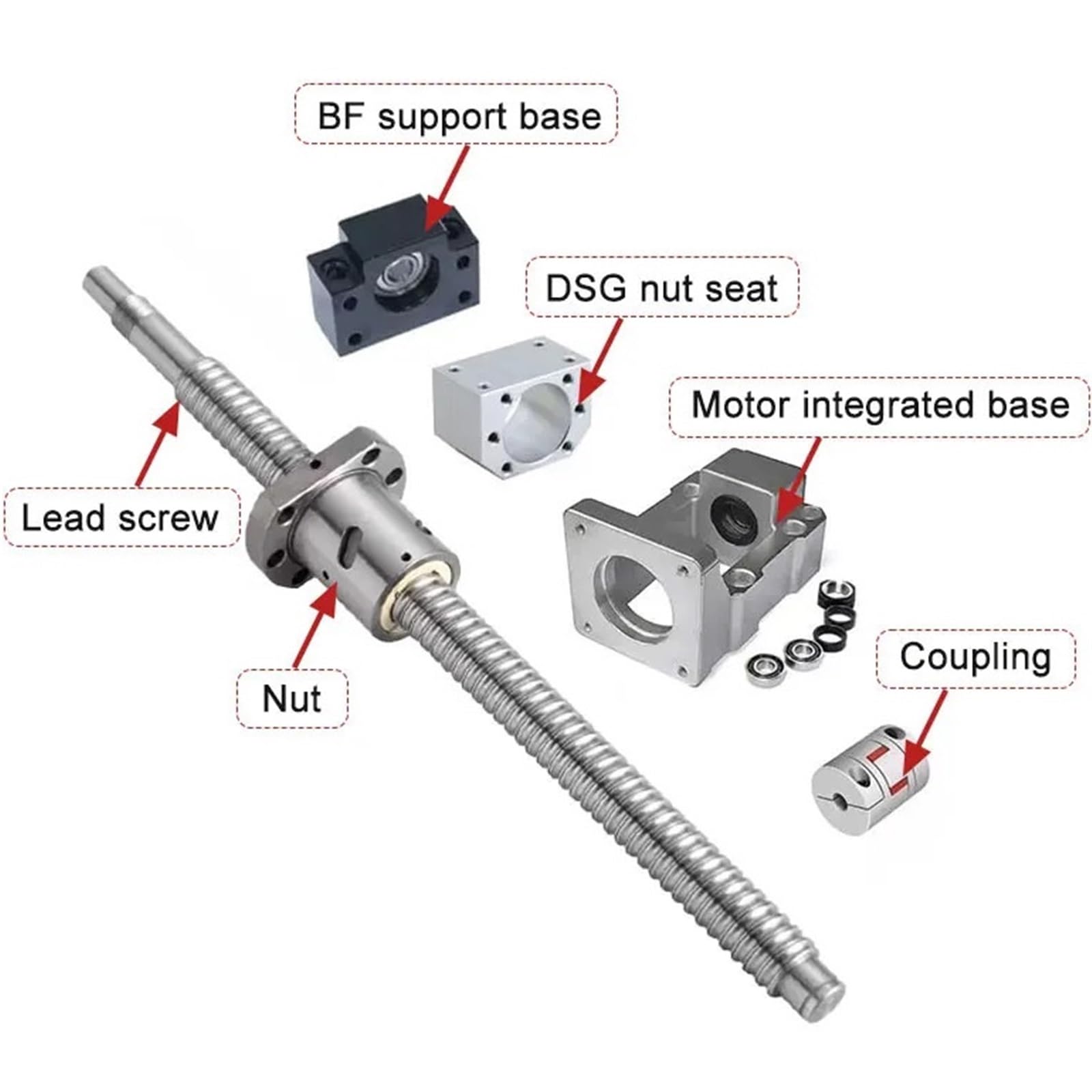 Metal Ball Screw nut end Processing 1pcs 150-1000mm SFU2005 Ball Screw Spindle Kits and Motor Kits for Engraving Machine Accessorie(550mm)