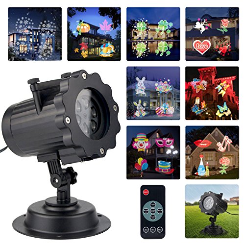 LED Projektionslampe Folie LED Licht Projektor 12 Lichteffekt Weihnachtenbeleuchtung Innen & Außen IP44 Gartenlicht für Festen, Karneval, Halloween Urlaub Dekoration Cover