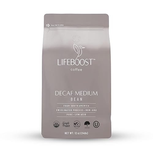 Lifeboost Café descafeinado – Café orgánico descafeinado de origen único USDA – Granos de café de comercio justo probados por terceros para