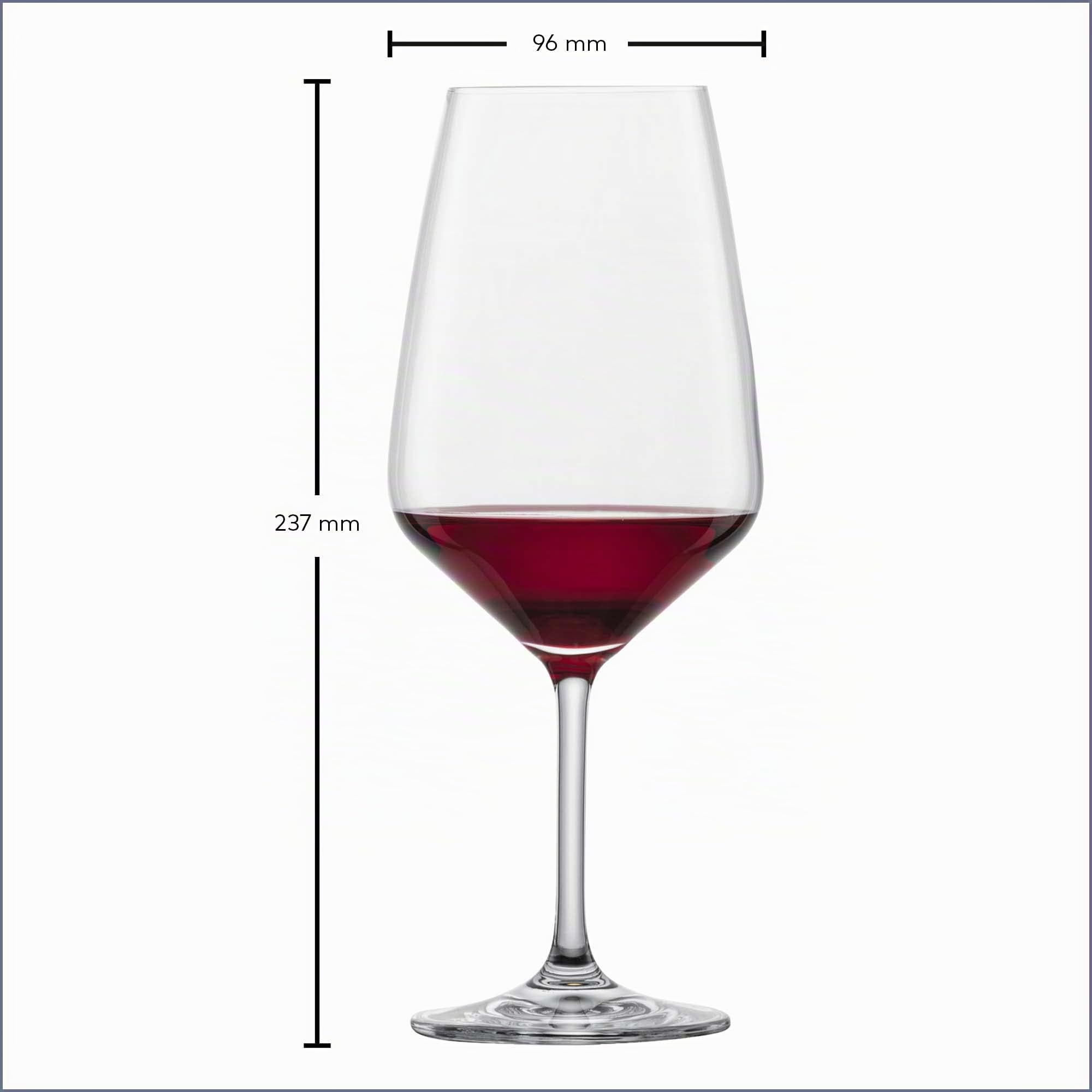 Schott Zwiesel 115672 Bordeaux 130 - Set di 6 calici da vino rosso, in cristallo di piombo, 9,5 x 9,5 x 23,7 cm, colore: Trasparente